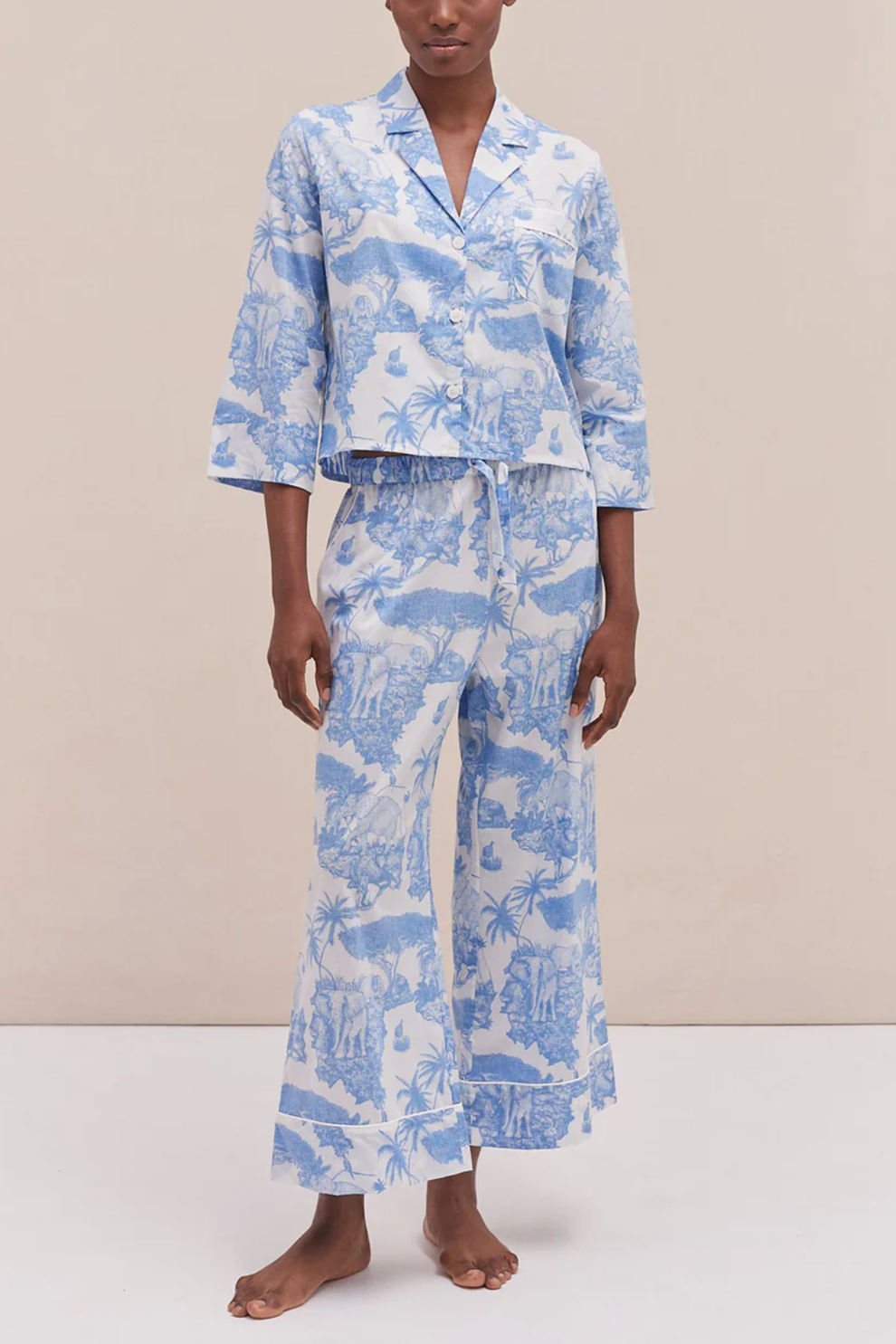 Two-Piece Outfit Boxy Shirt with Wide Leg Pants