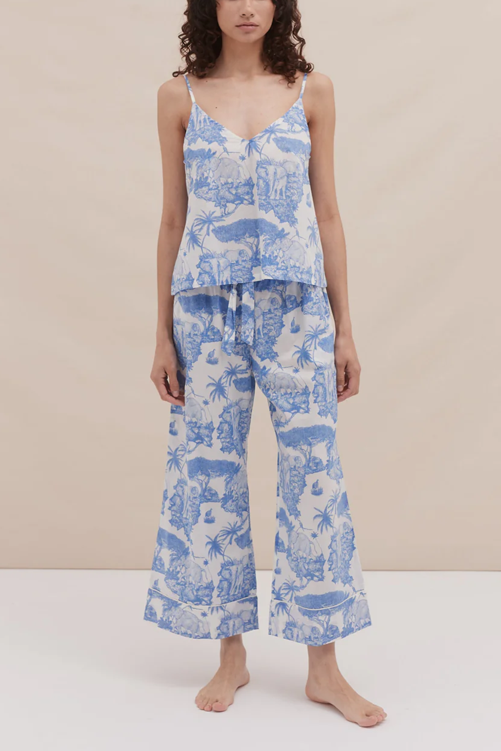 Blue Cami and Wide Leg Pants Outfit