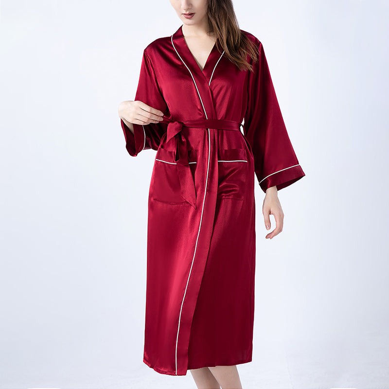 Women's Long Sleeve Satin Bathrobe