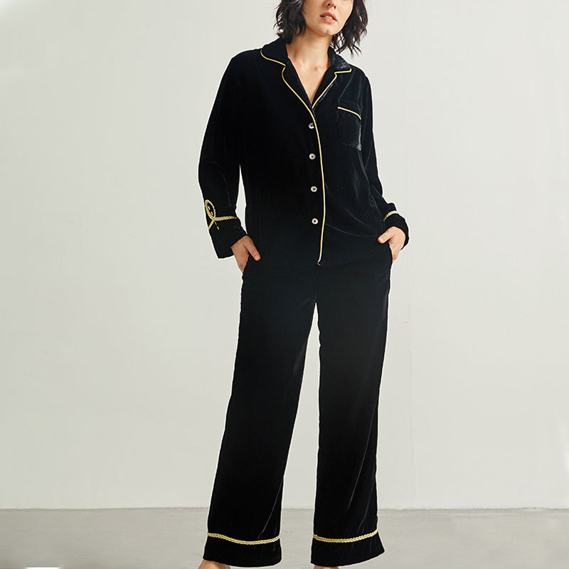 Velvet Thick Long Sleeve Pajama Set