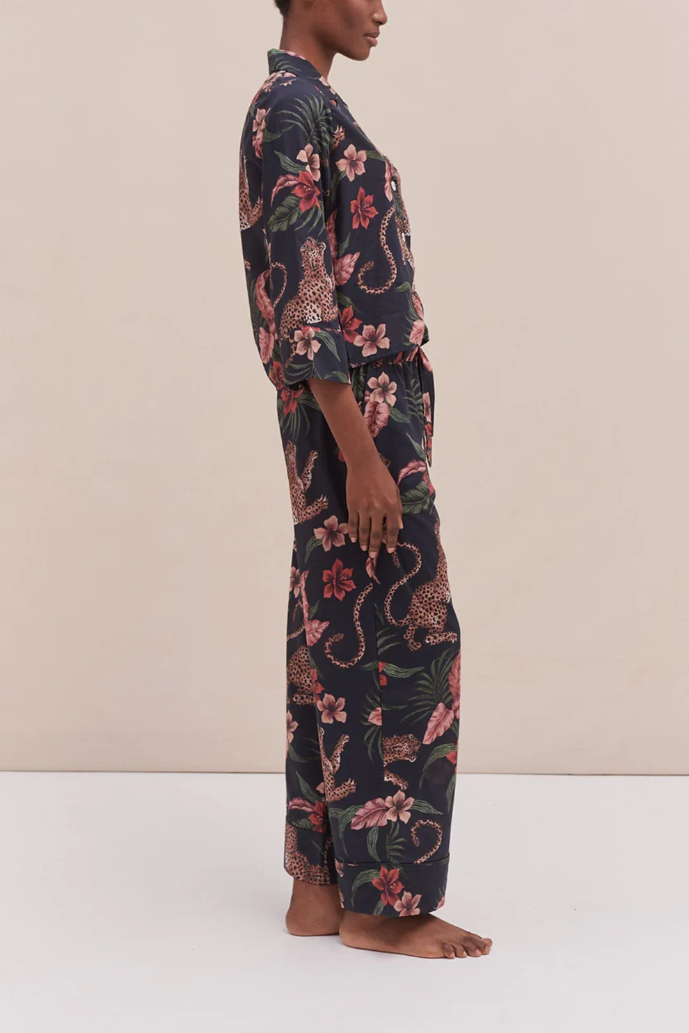 Trendy Leopard Print Matching Set Boxy Top Wide Pants