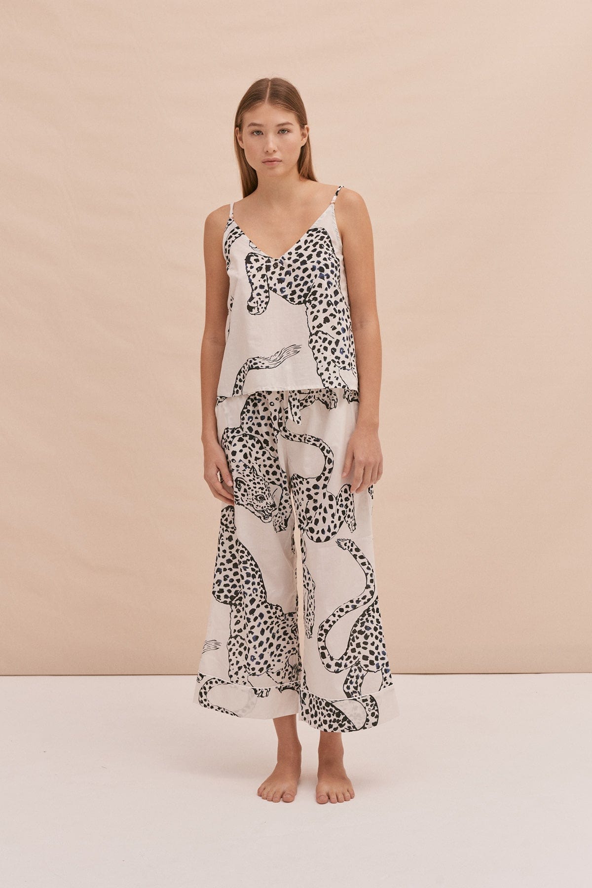 Cami Top and Wide Leg Trouser Set The Jag Print Cream