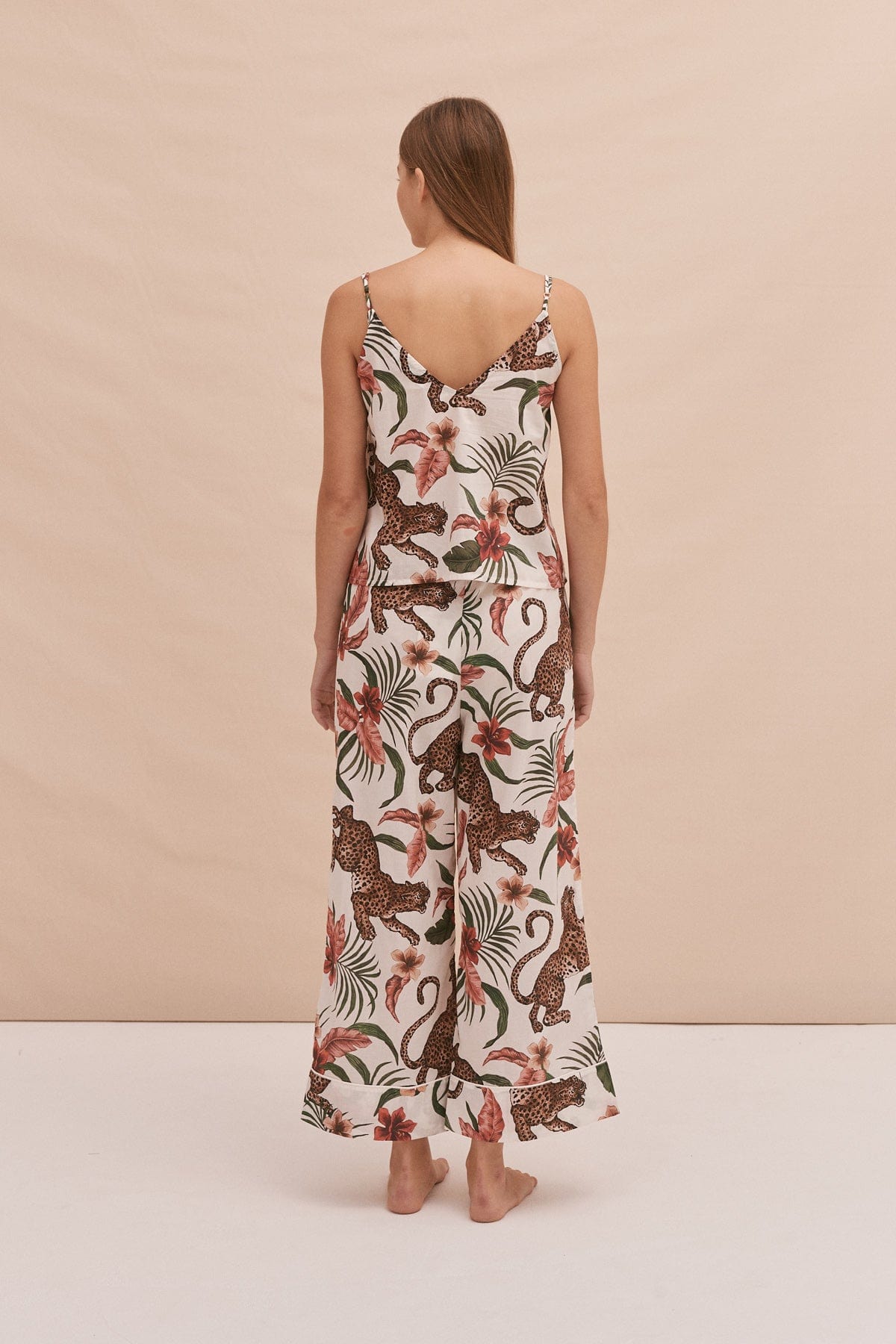 Cami Top and Wide Leg Trouser Set Soleia Print Cream