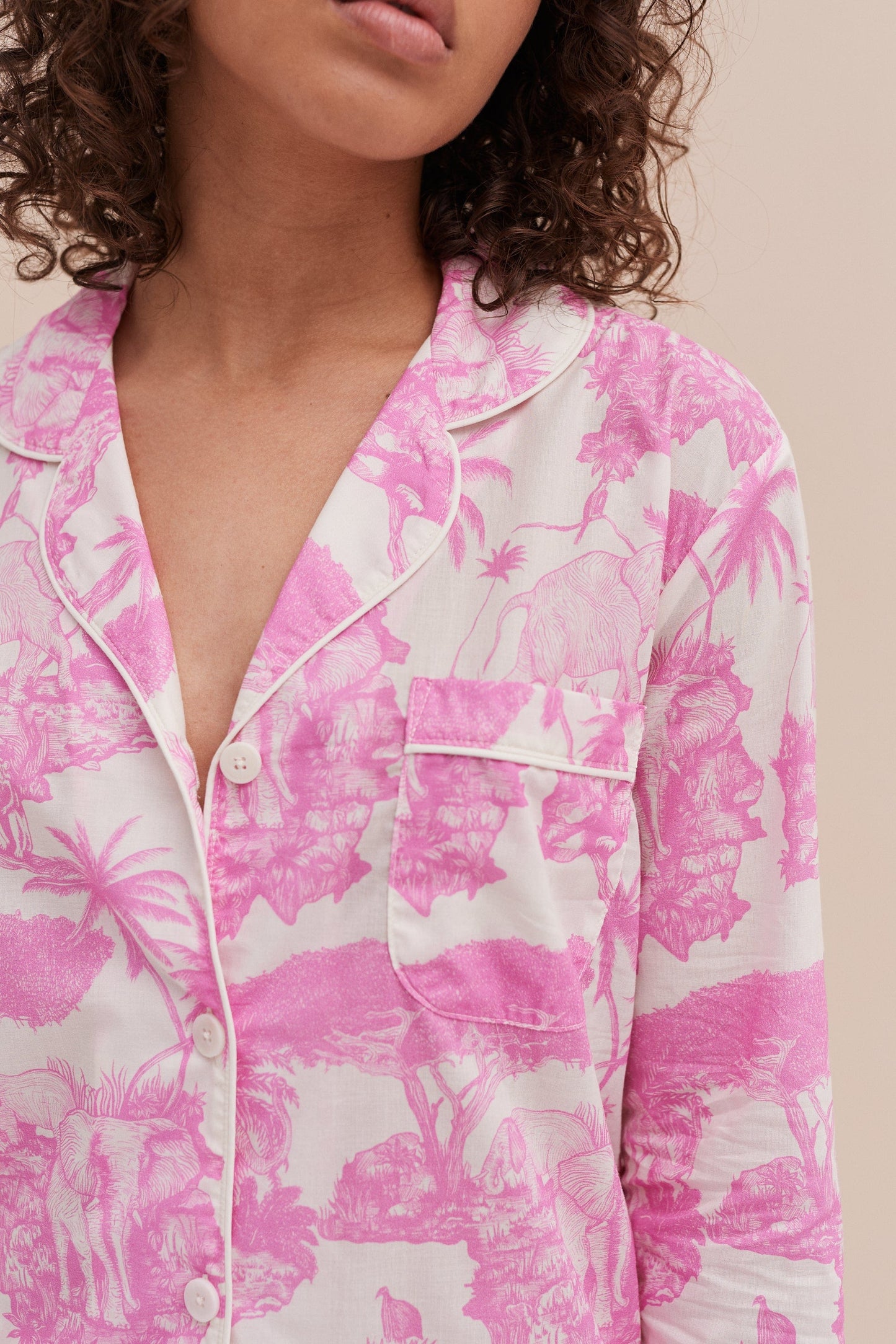Long Pyjama Set Loxodonta Print Pink