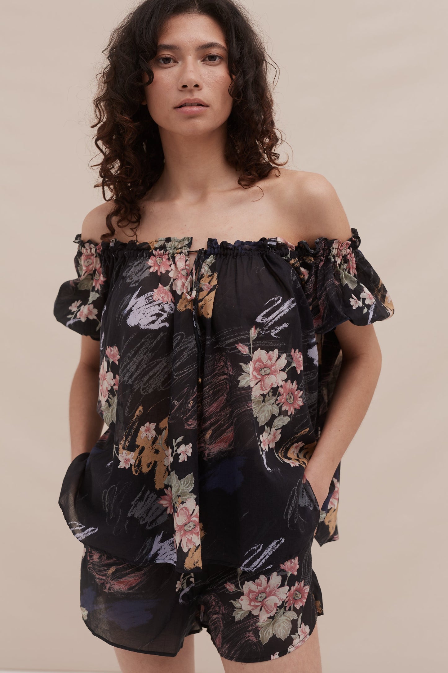 Light & Easy Short Set Love Print Black