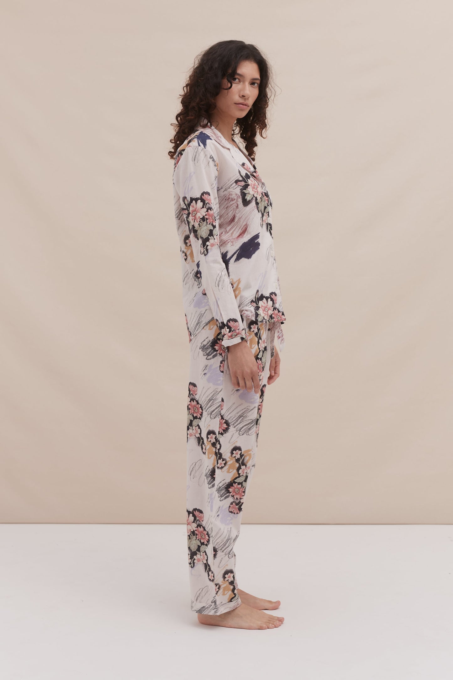 Long Pyjama Set Love Print Chalk