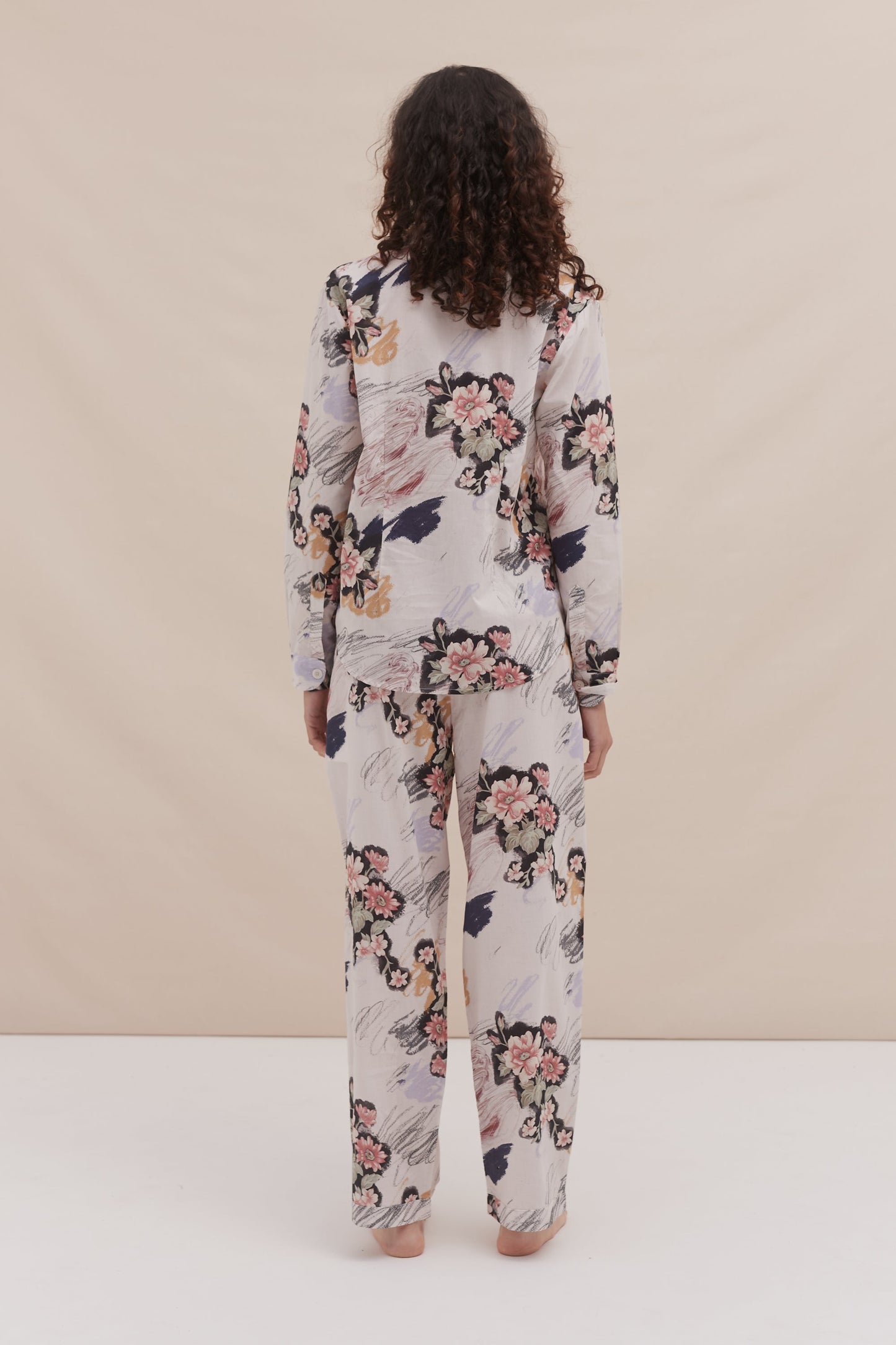 Long Pyjama Set Love Print Chalk