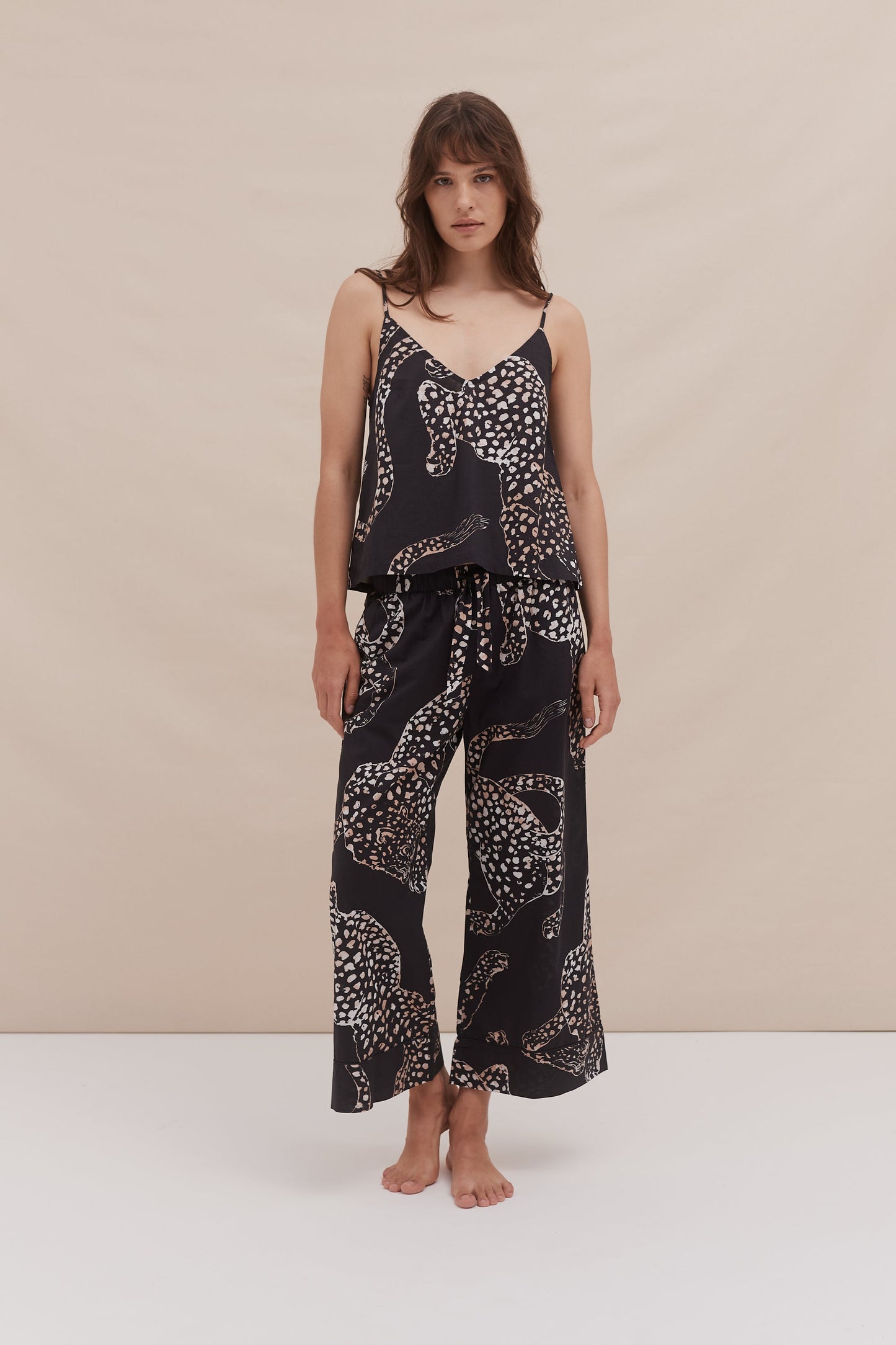 Cami Top and Wide Leg Trouser Set The Jag Print Navy