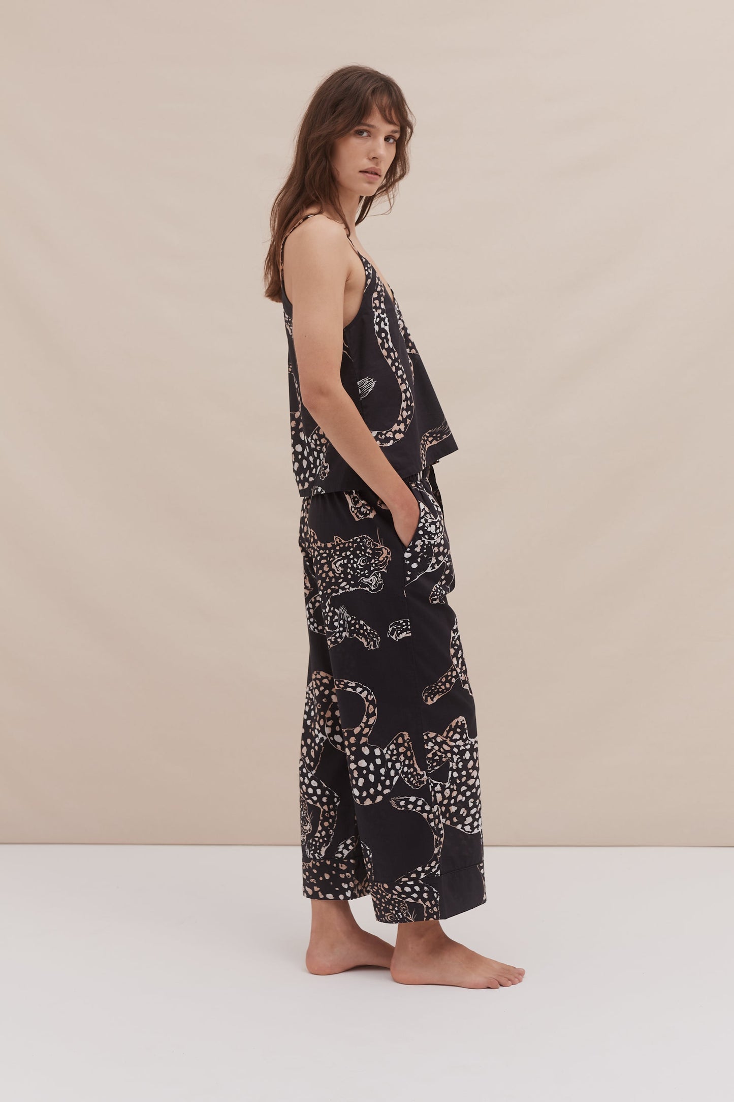 Cami Top and Wide Leg Trouser Set The Jag Print Navy