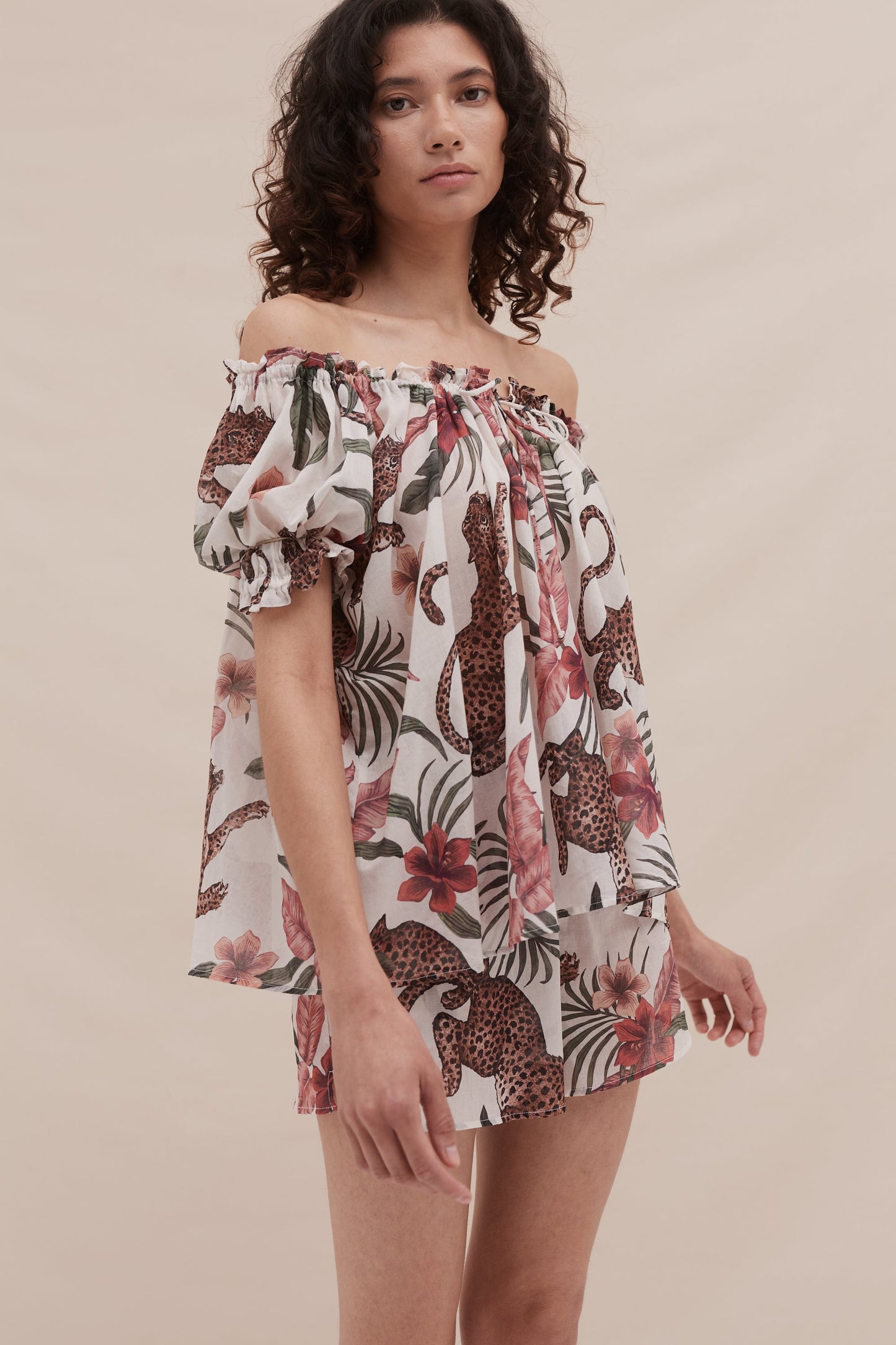 Light & Easy Short Set Soleia Leopard Print Cream