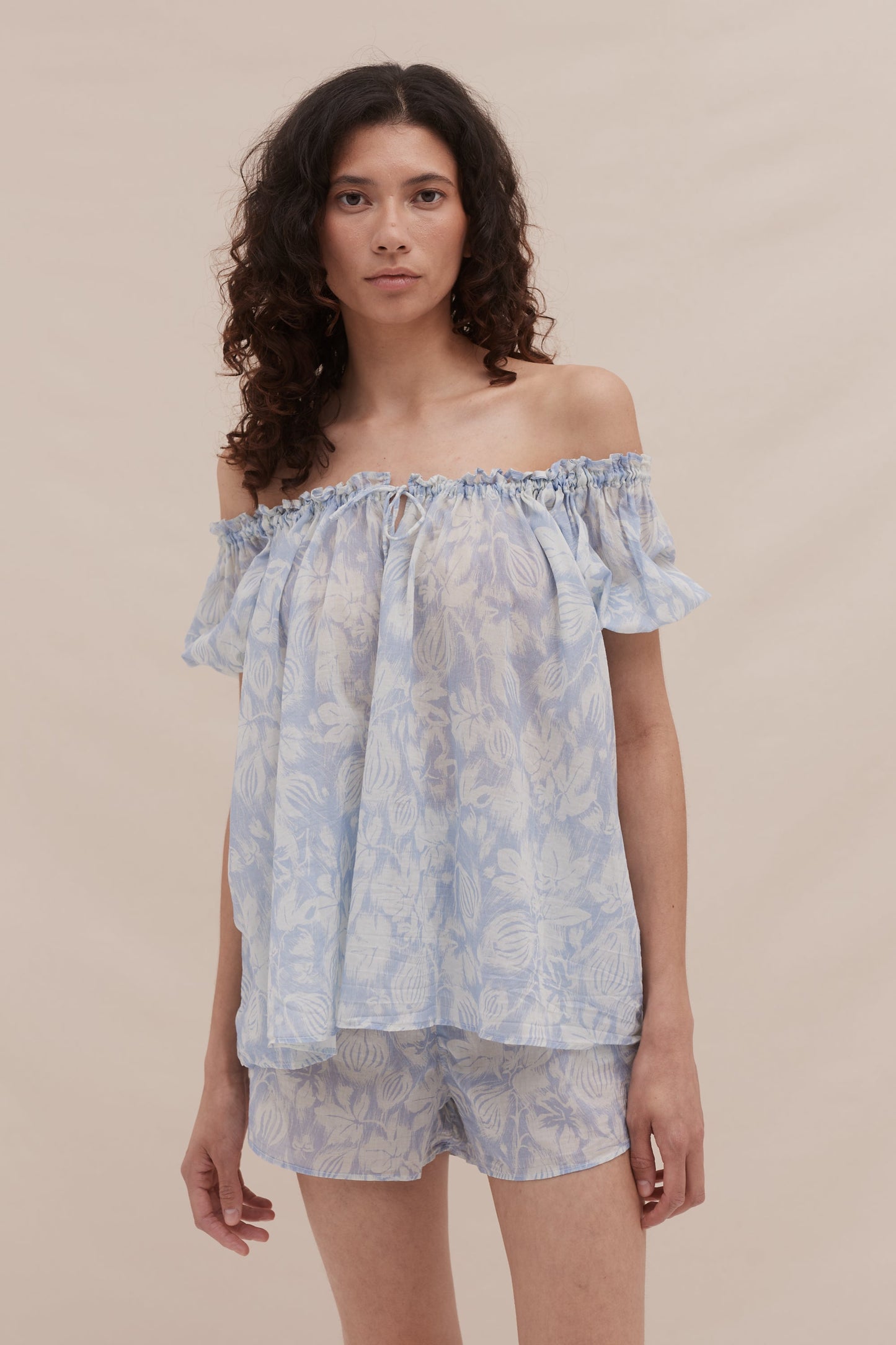 Light & Easy Short Set Alma Fig Print Blue