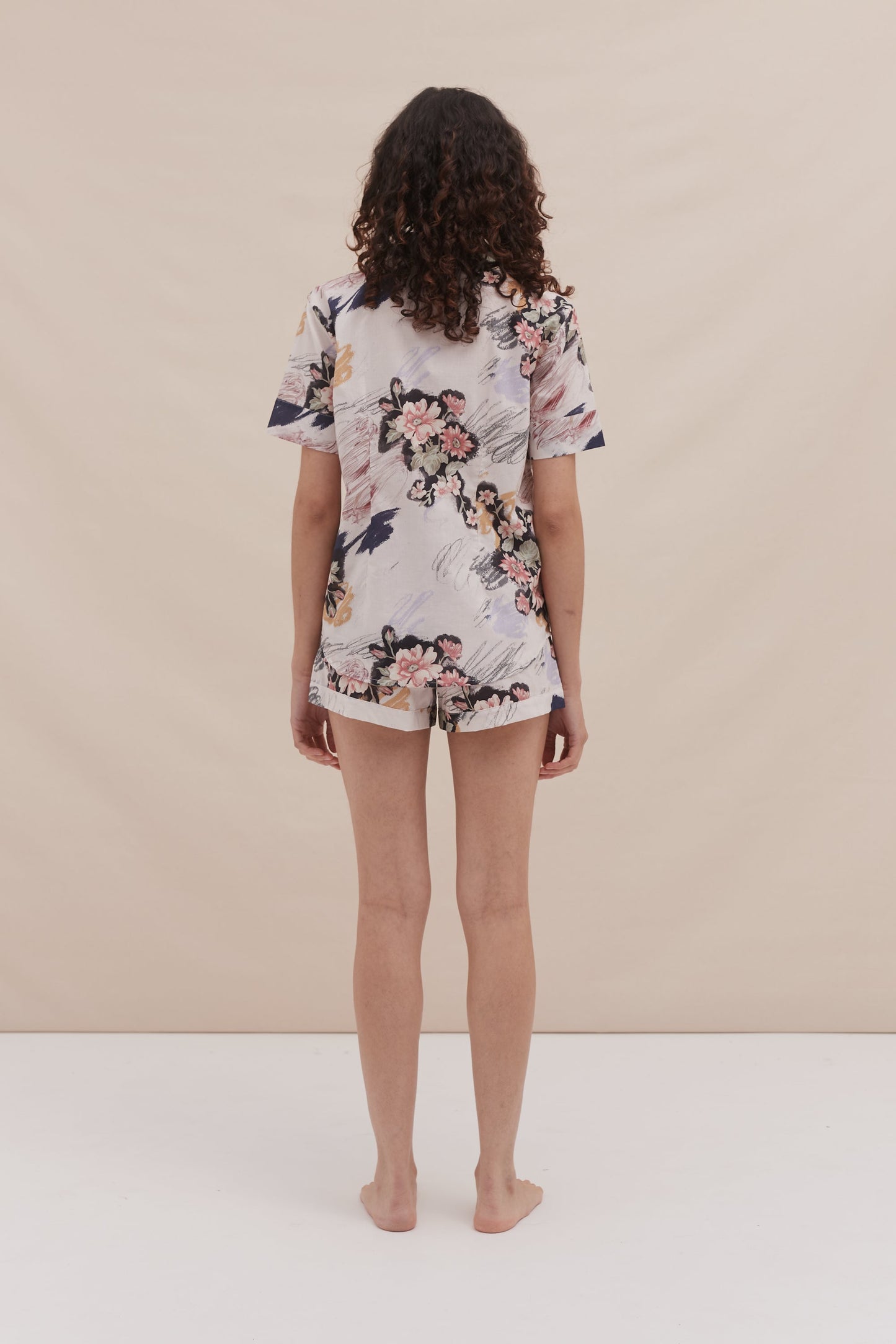 Short Pyjama Set Love Print Chalk
