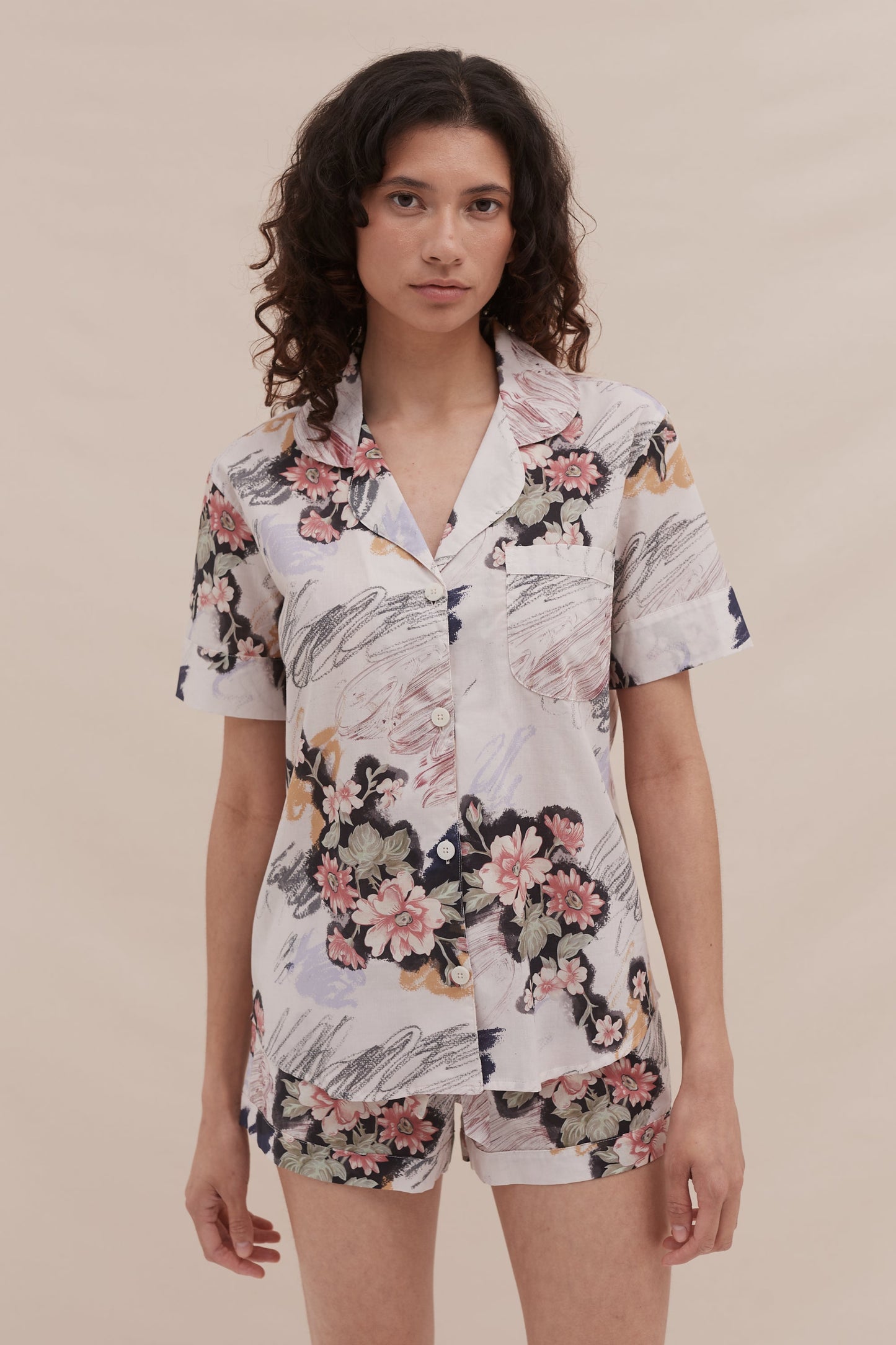 Short Pyjama Set Love Print Chalk