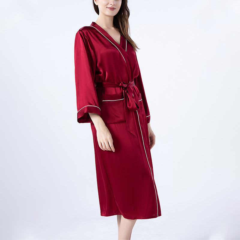 Women's Long Sleeve Satin Bathrobe