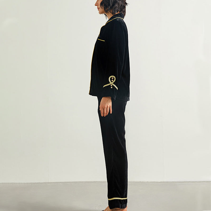 Velvet Thick Long Sleeve Pajama Set
