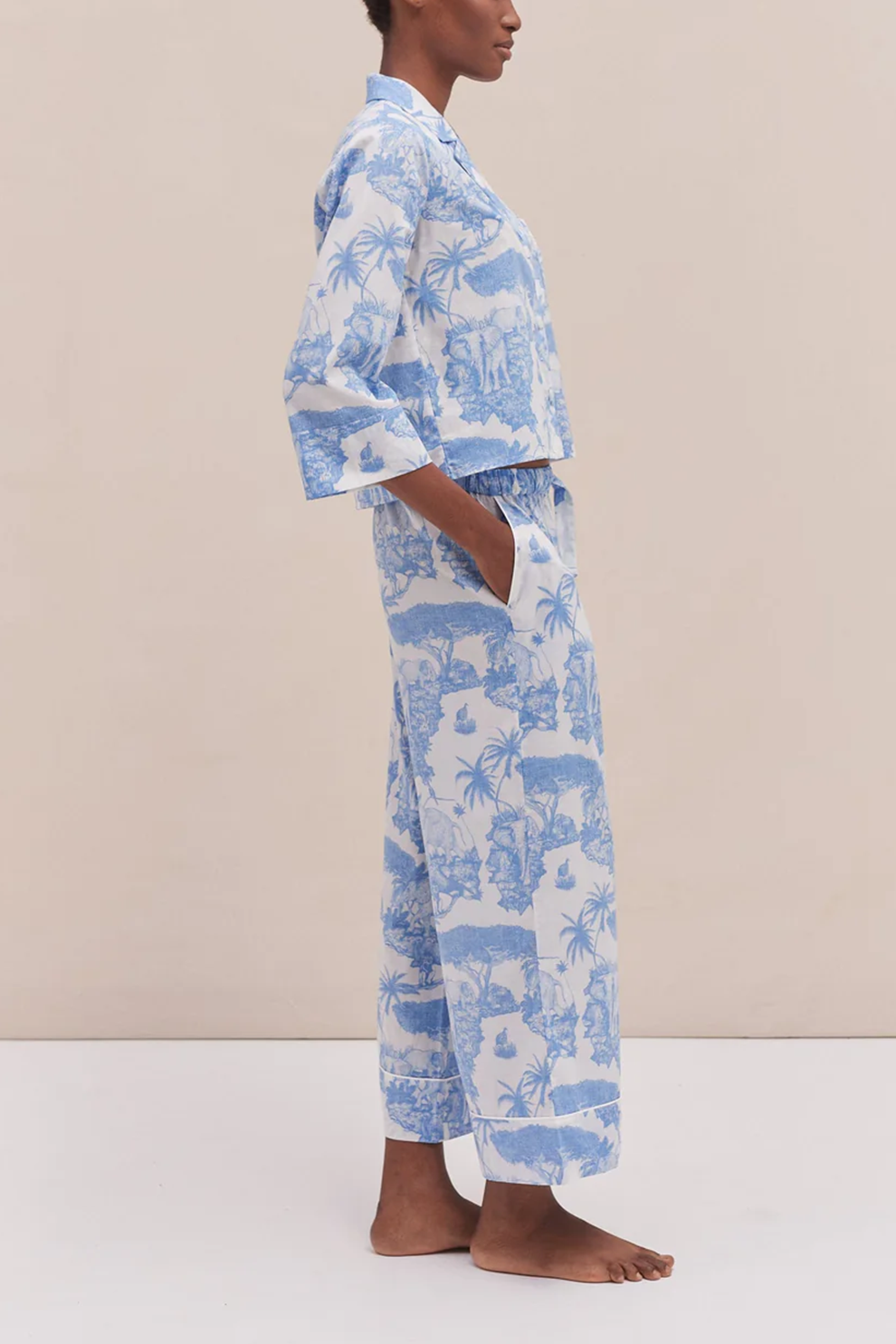 Two-Piece Outfit Boxy Shirt with Wide Leg Pants