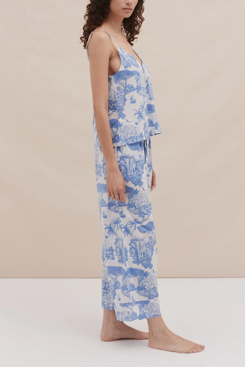 Blue Cami and Wide Leg Pants Outfit