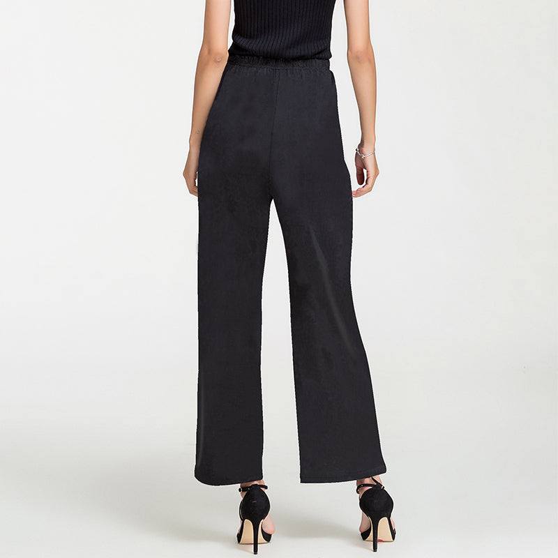 Silk Straight Wide-Leg Trousers