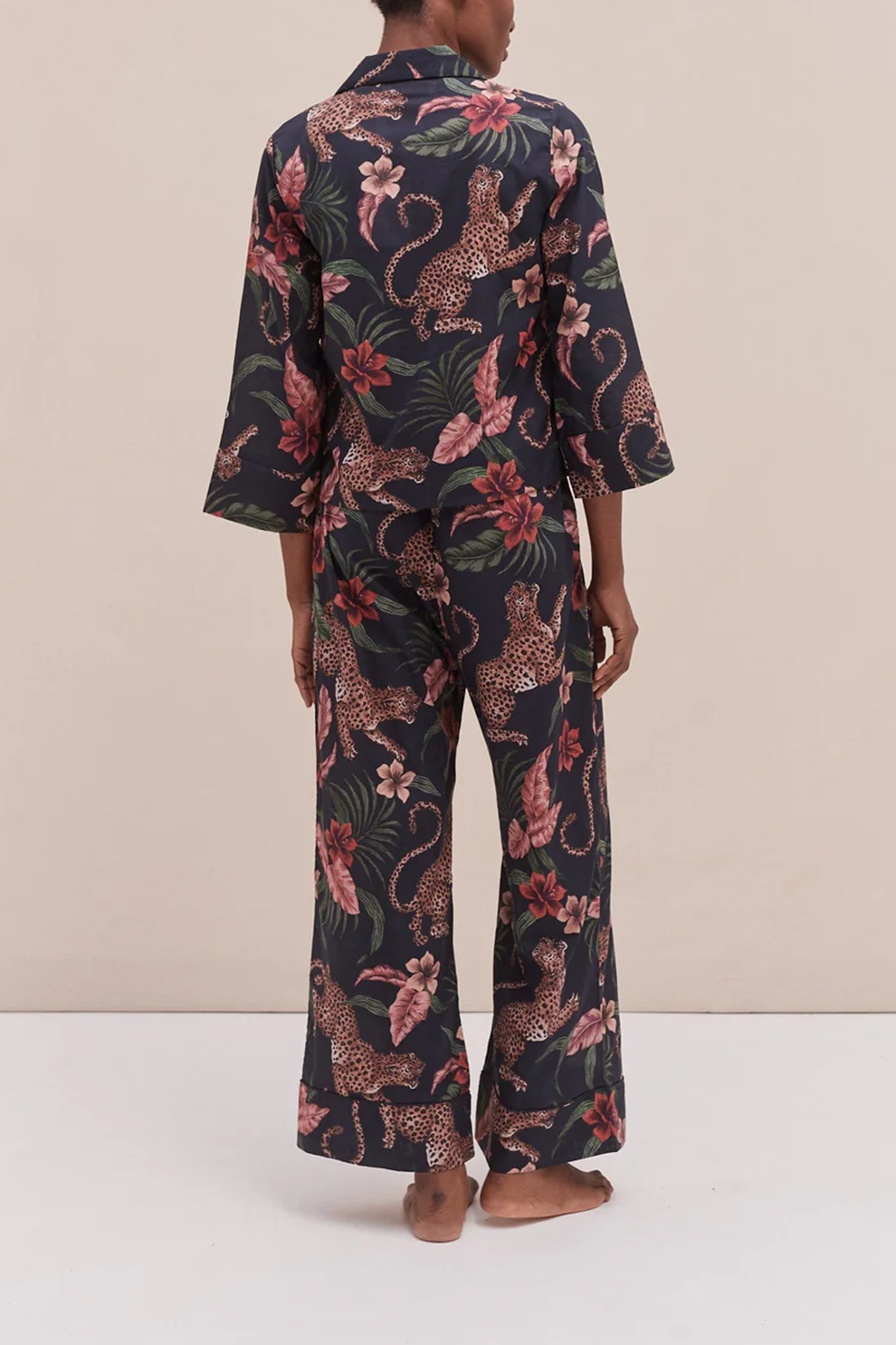 Trendy Leopard Print Matching Set Boxy Top Wide Pants