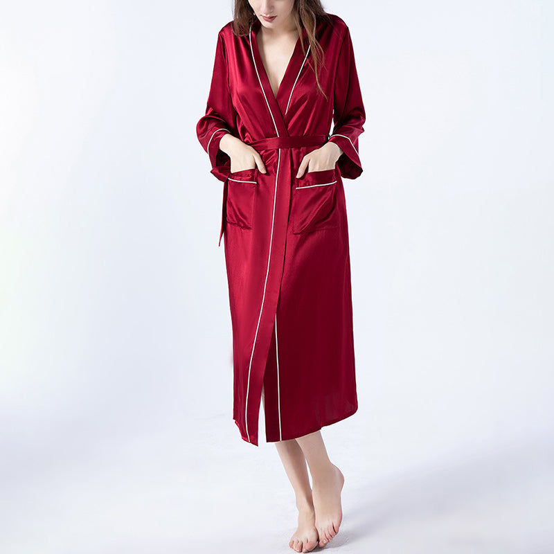 Women's Long Sleeve Satin Bathrobe