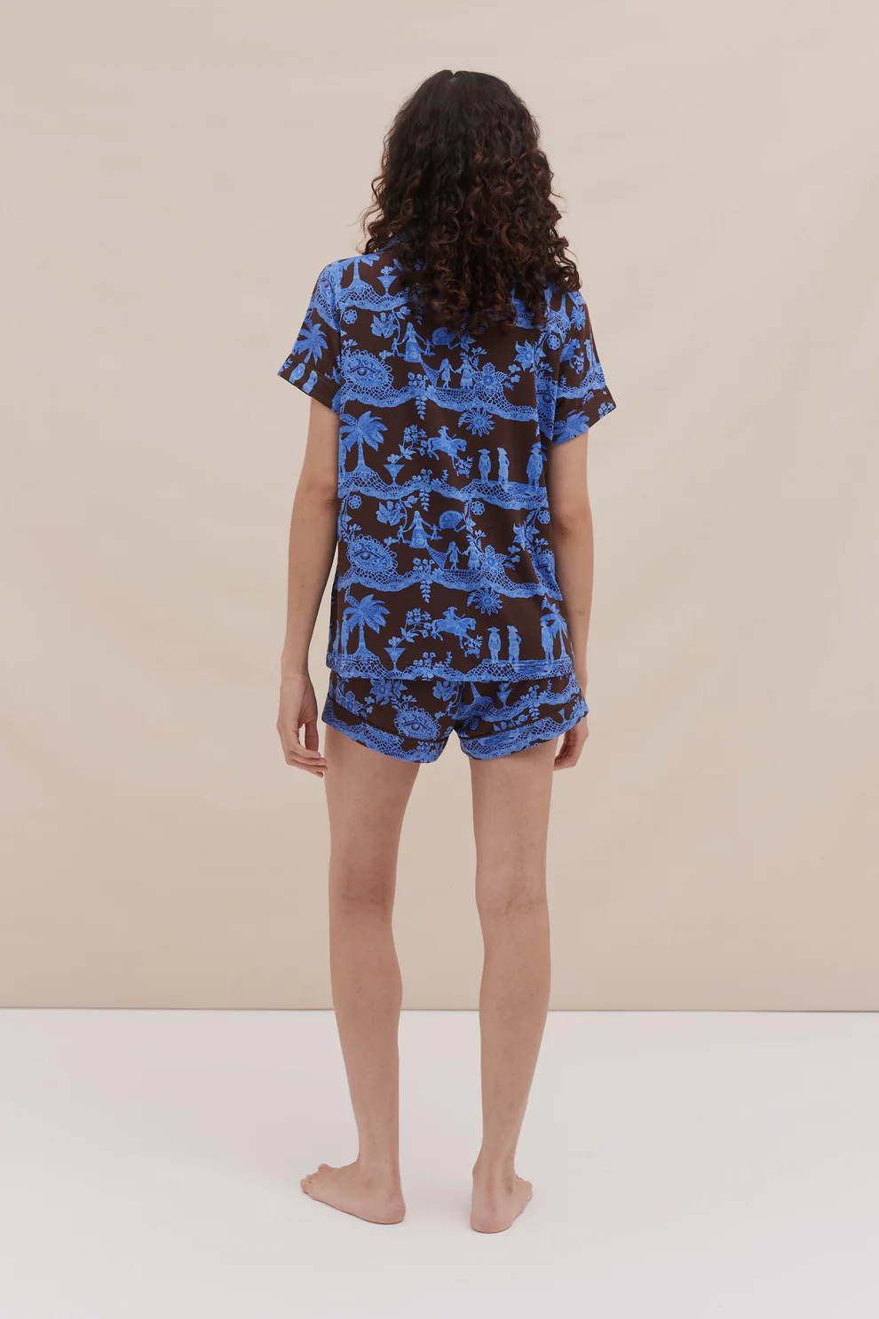 Ice Blue Lyocell Jersey Short Pyjama Set Lace