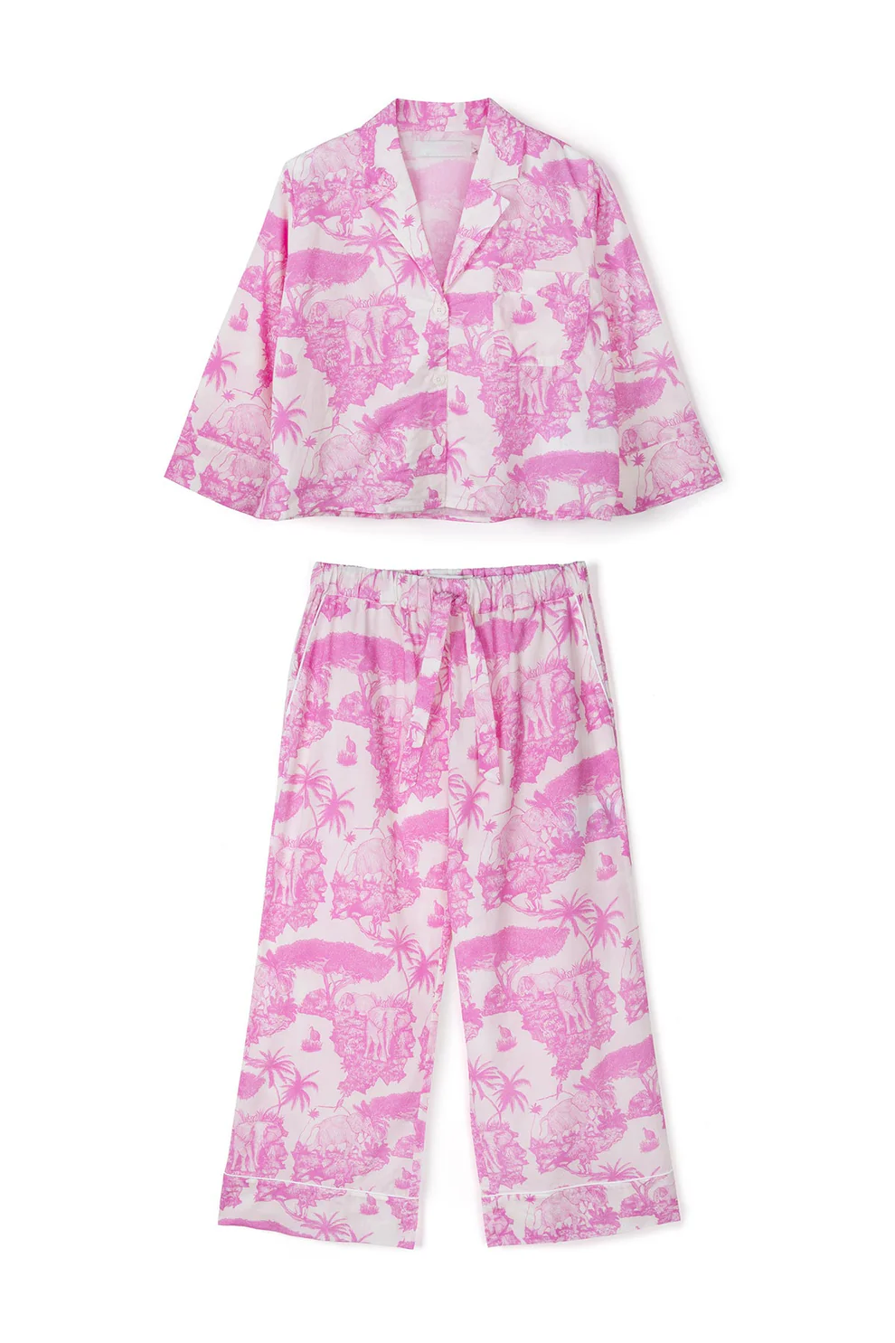 Two-Piece Outfit Boxy Shirt with Wide Leg Pants