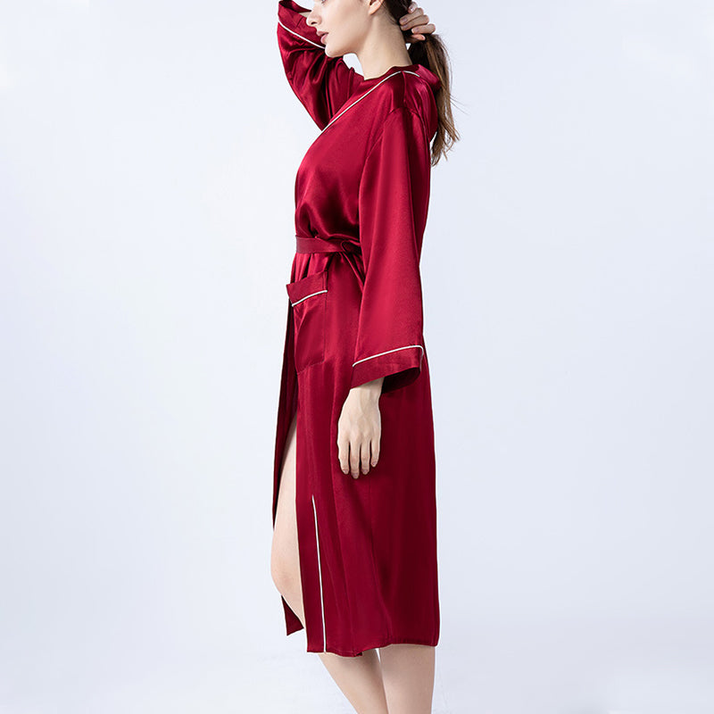 Women's Long Sleeve Satin Bathrobe