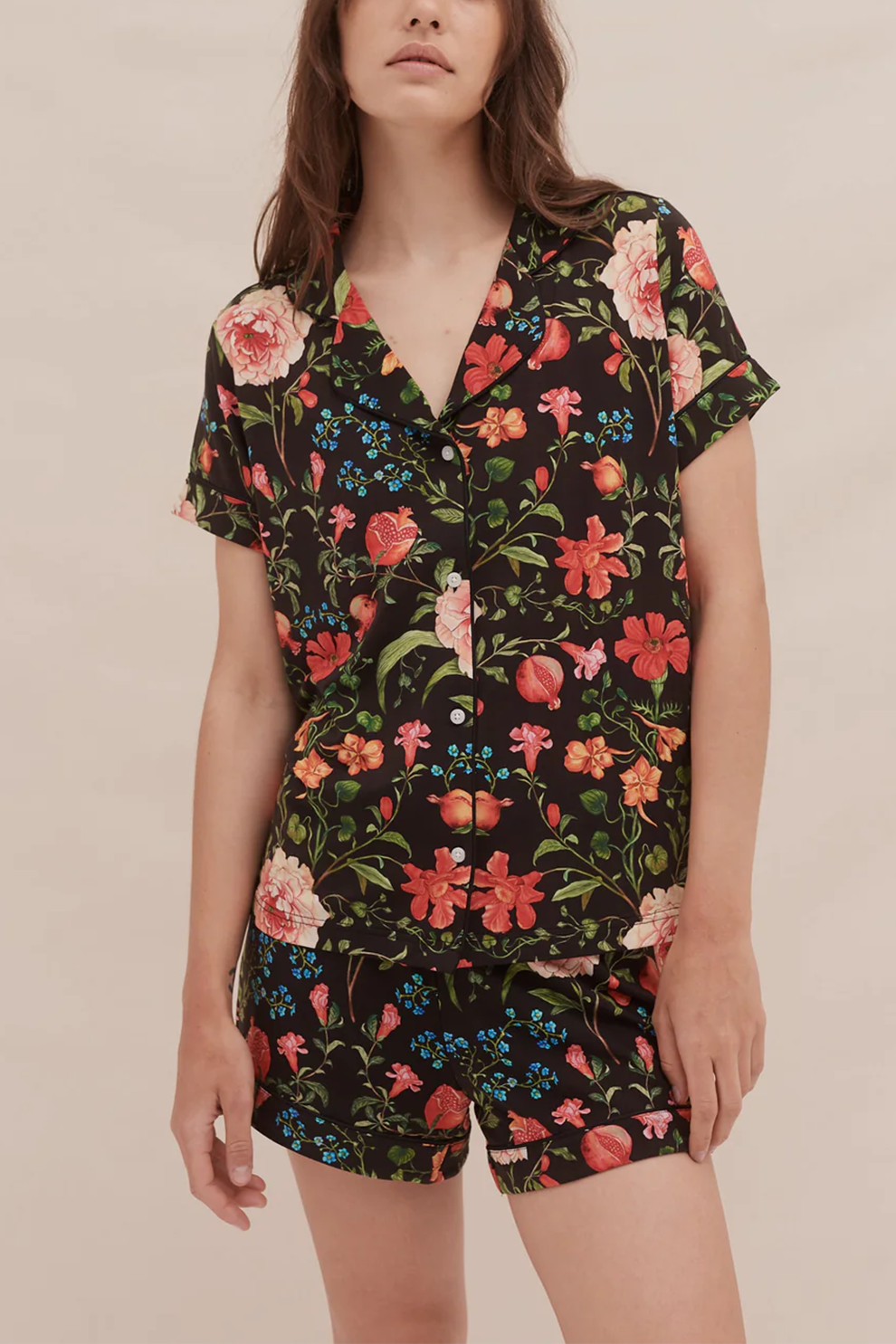 Flowers Lyocell Jersey Short Pajama Set
