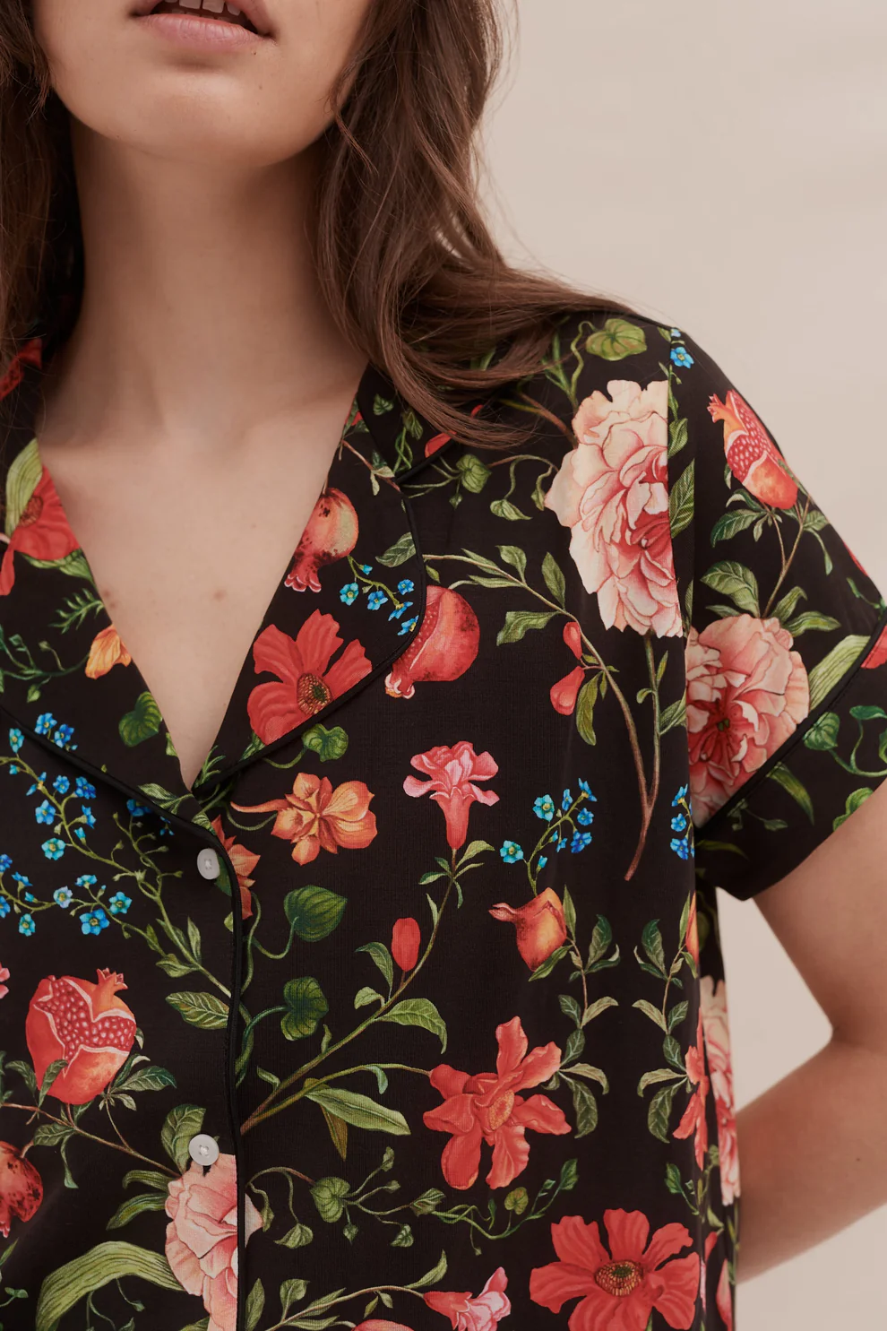 Flowers Lyocell Jersey Short Pajama Set
