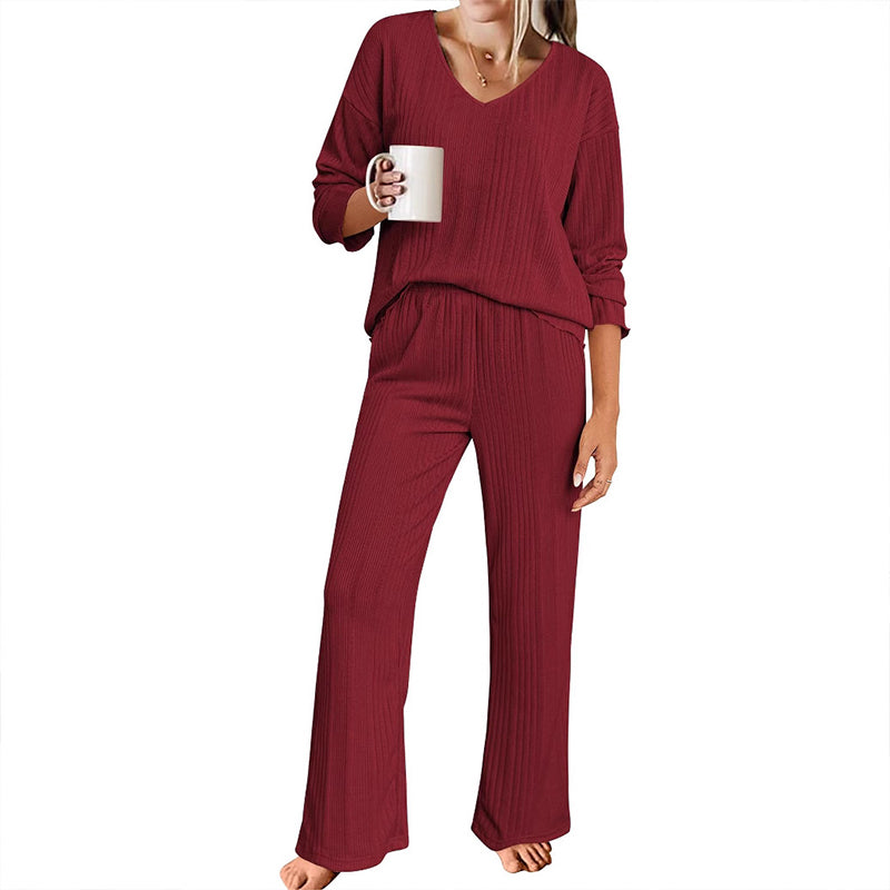 V-Neck Ladies' Home Wear Pajamas Set