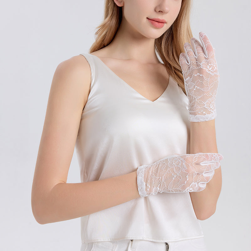 White Silk Light Breathable Sun Protection Gloves