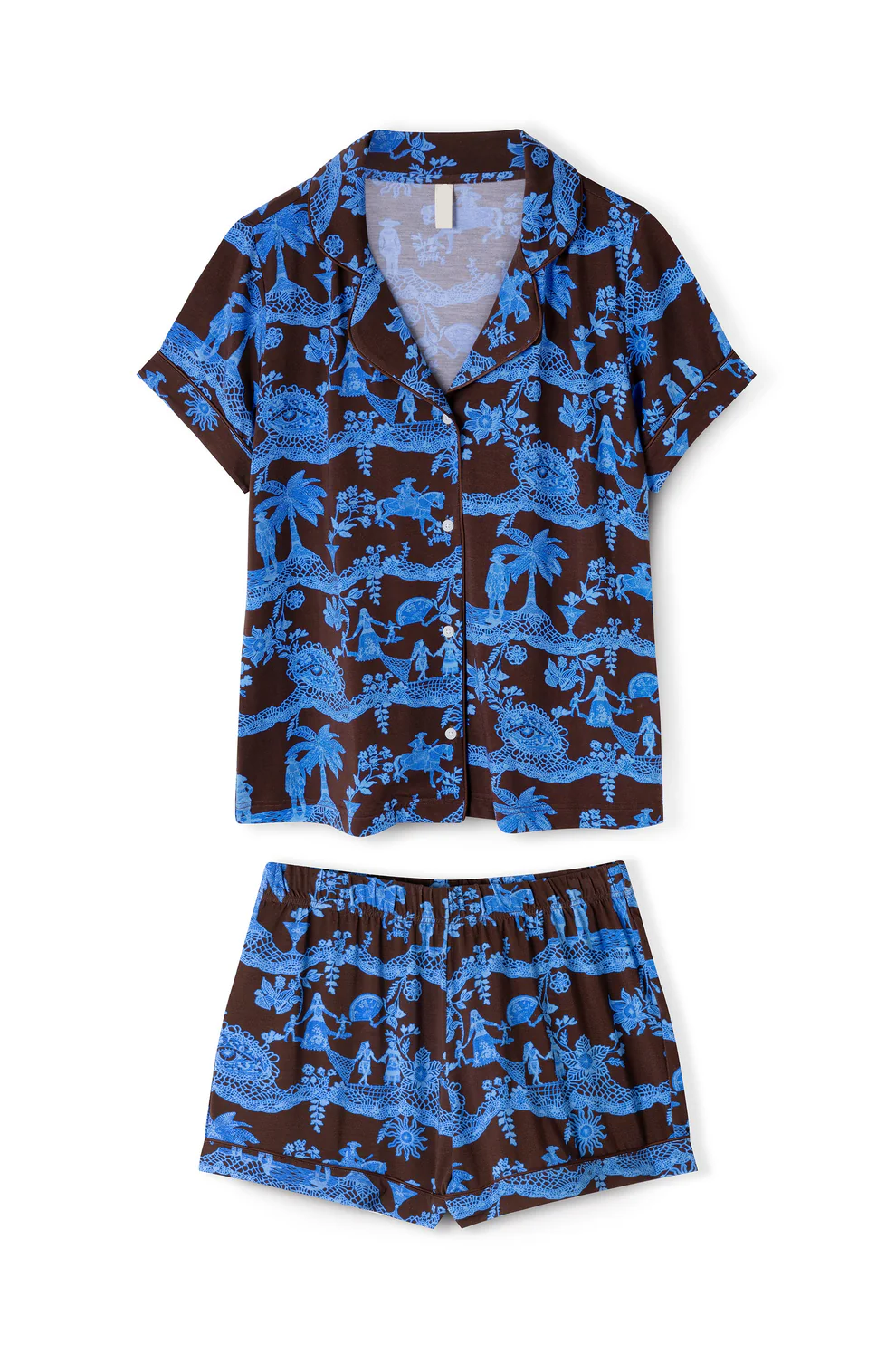 Ice Blue Lyocell Jersey Short Pyjama Set Lace