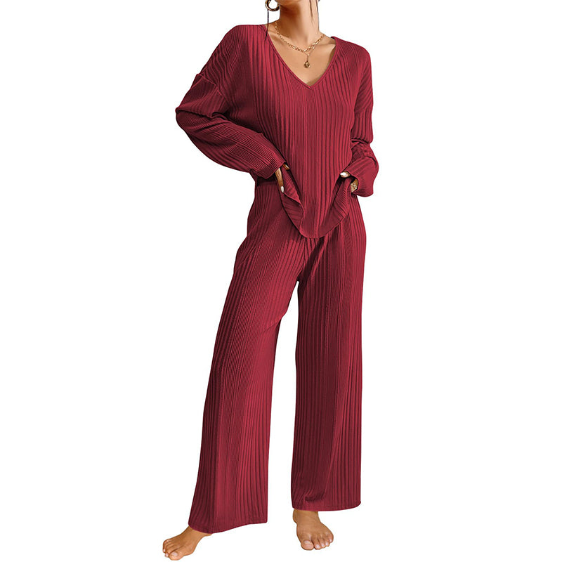 V-Neck Ladies' Home Wear Pajamas Set