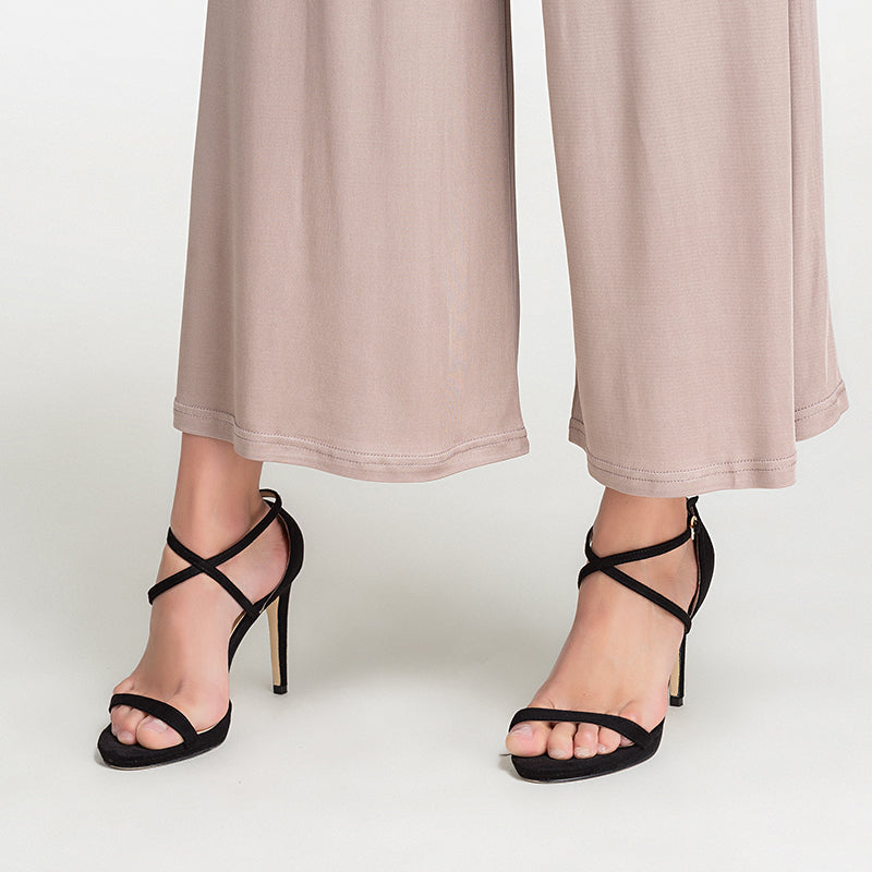 Silk Solid Color High Waist Wide Leg Pants