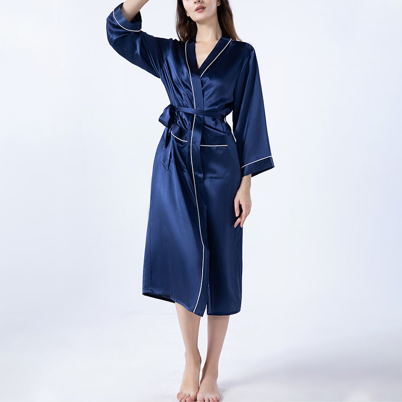 Women's Long Sleeve Satin Bathrobe