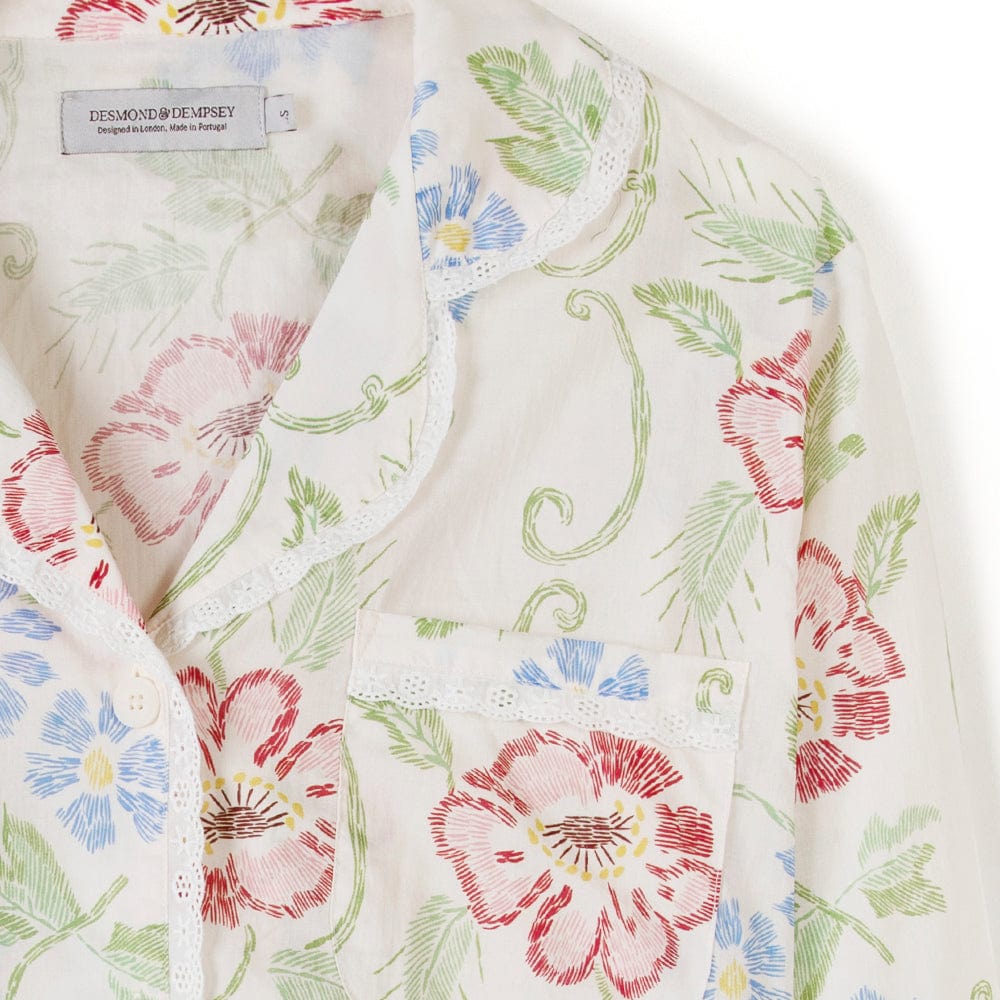 Short Pyjama Set Dorothea Print Cream with Trims