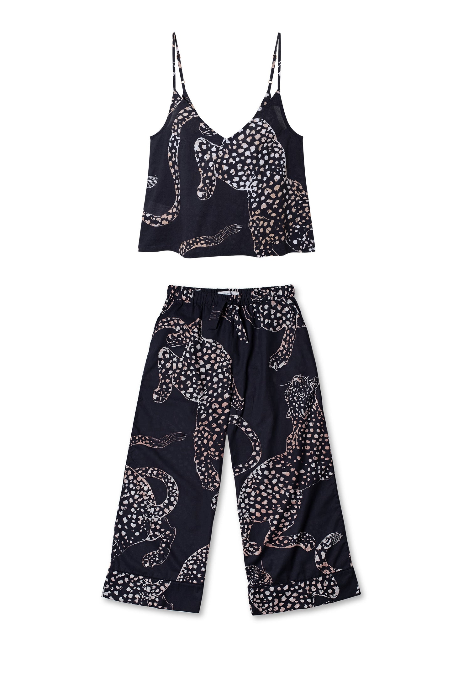 Cami Top and Wide Leg Trouser Set The Jag Print Navy