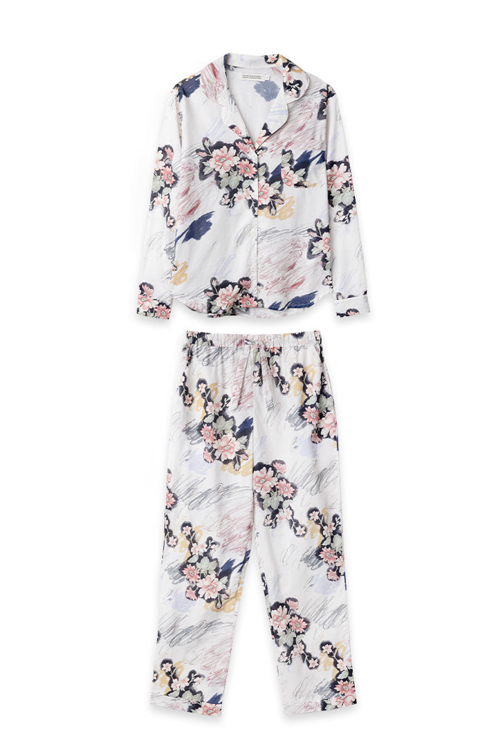 Long Pyjama Set Love Print Chalk