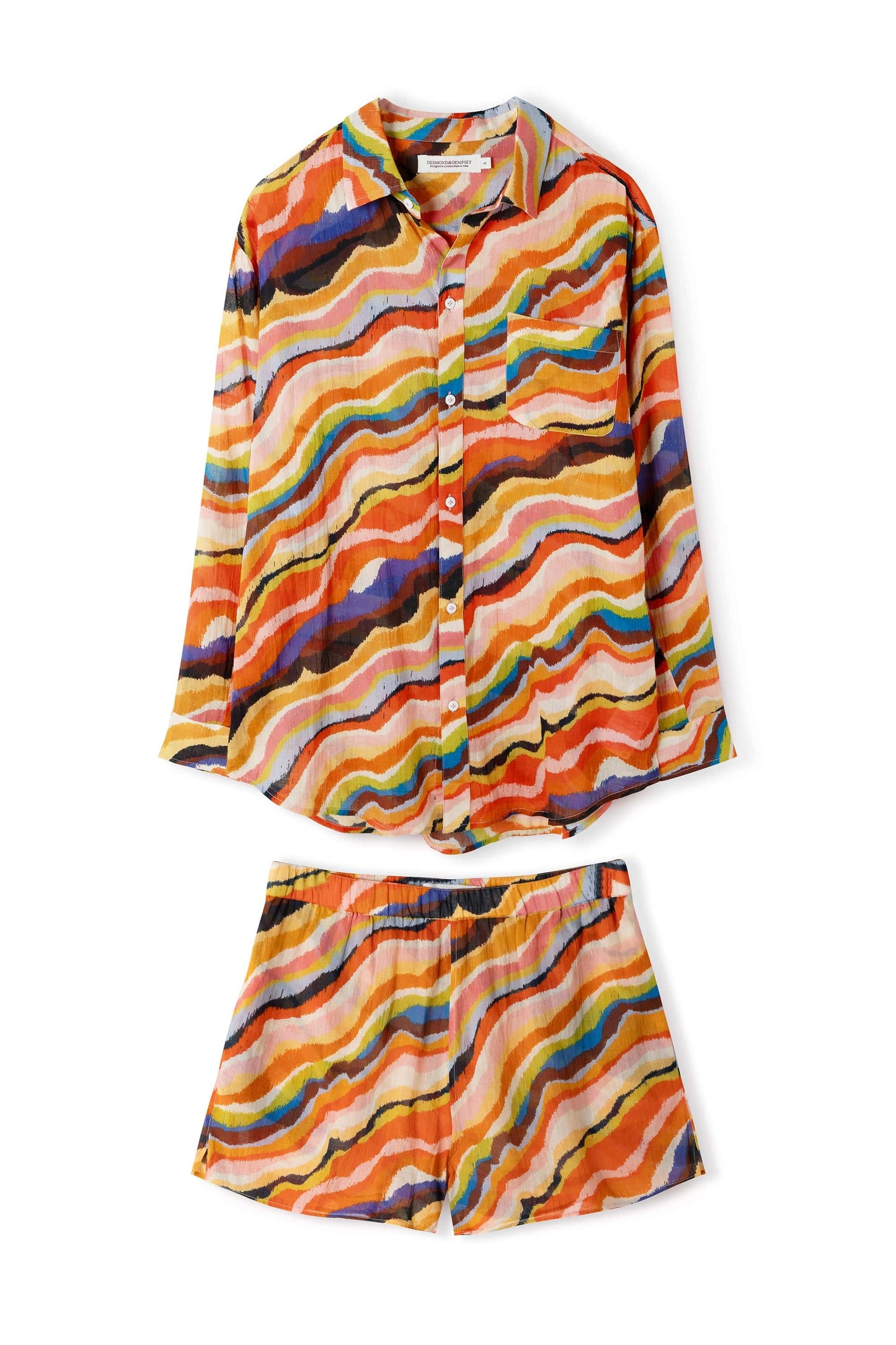 Lounge Shirt & Easy Short Set Tide Print Multi
