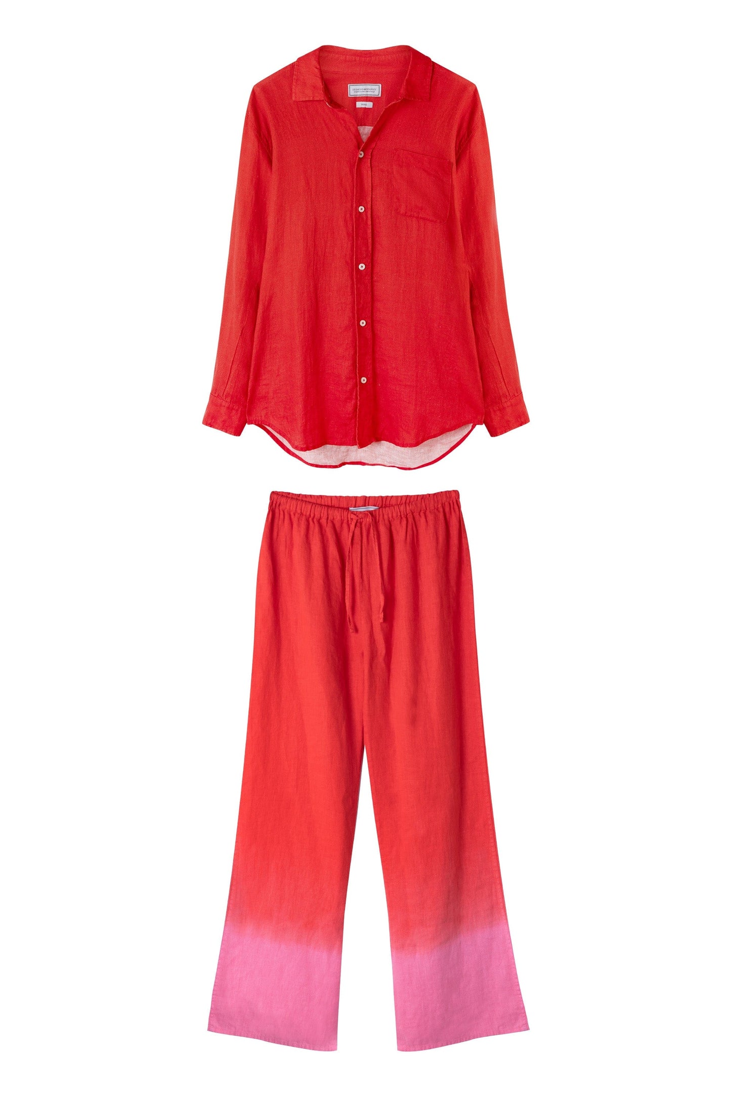 Long Lounge Set Dip Dye Red/Pink Linen