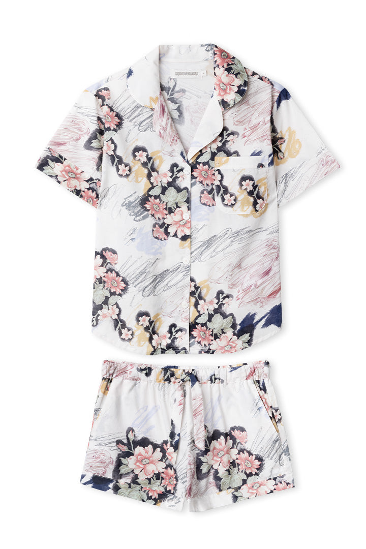 Short Pyjama Set Love Print Chalk