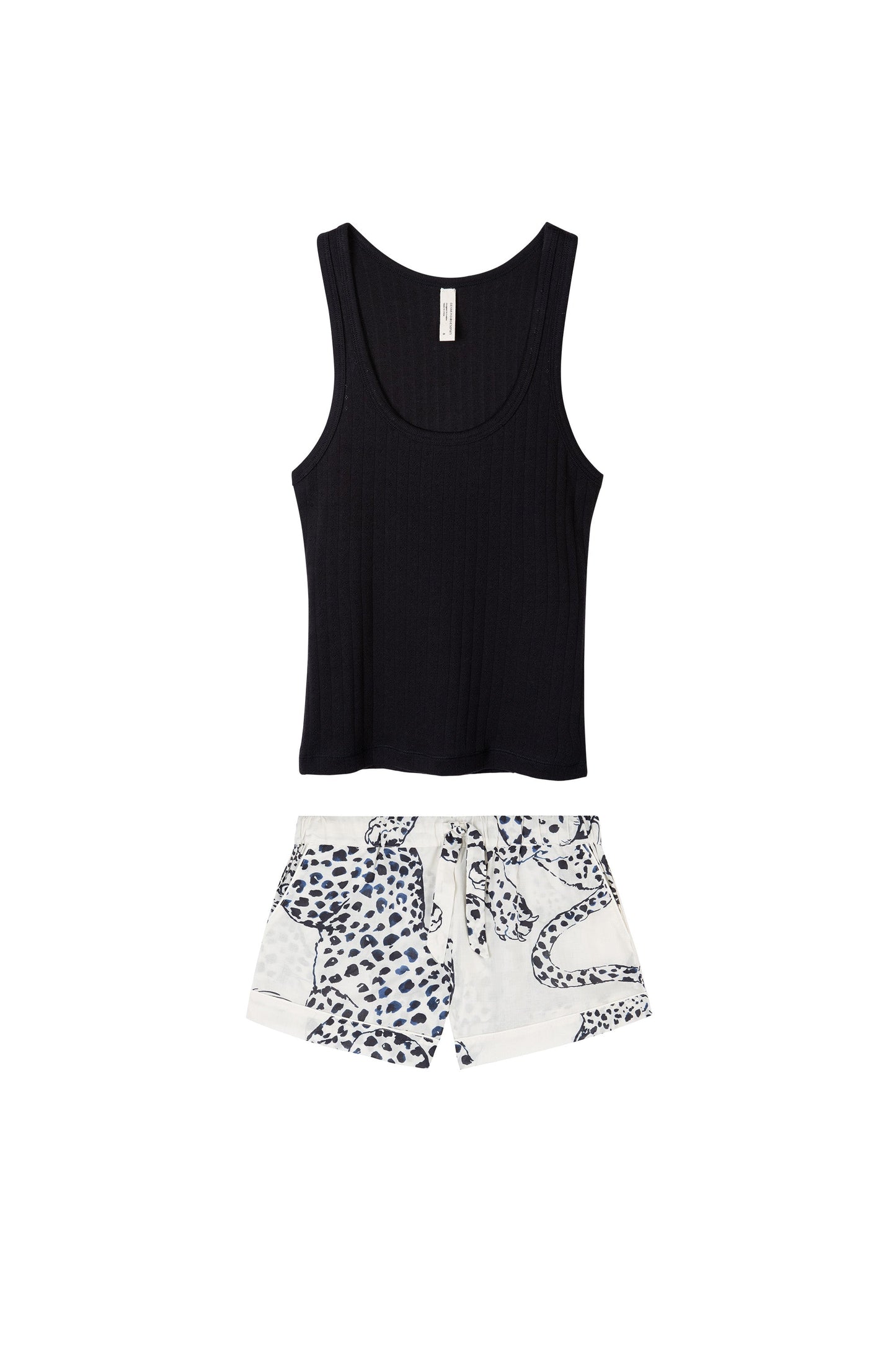 Tank Top & Shorts Set Black/The Jag Print Cream