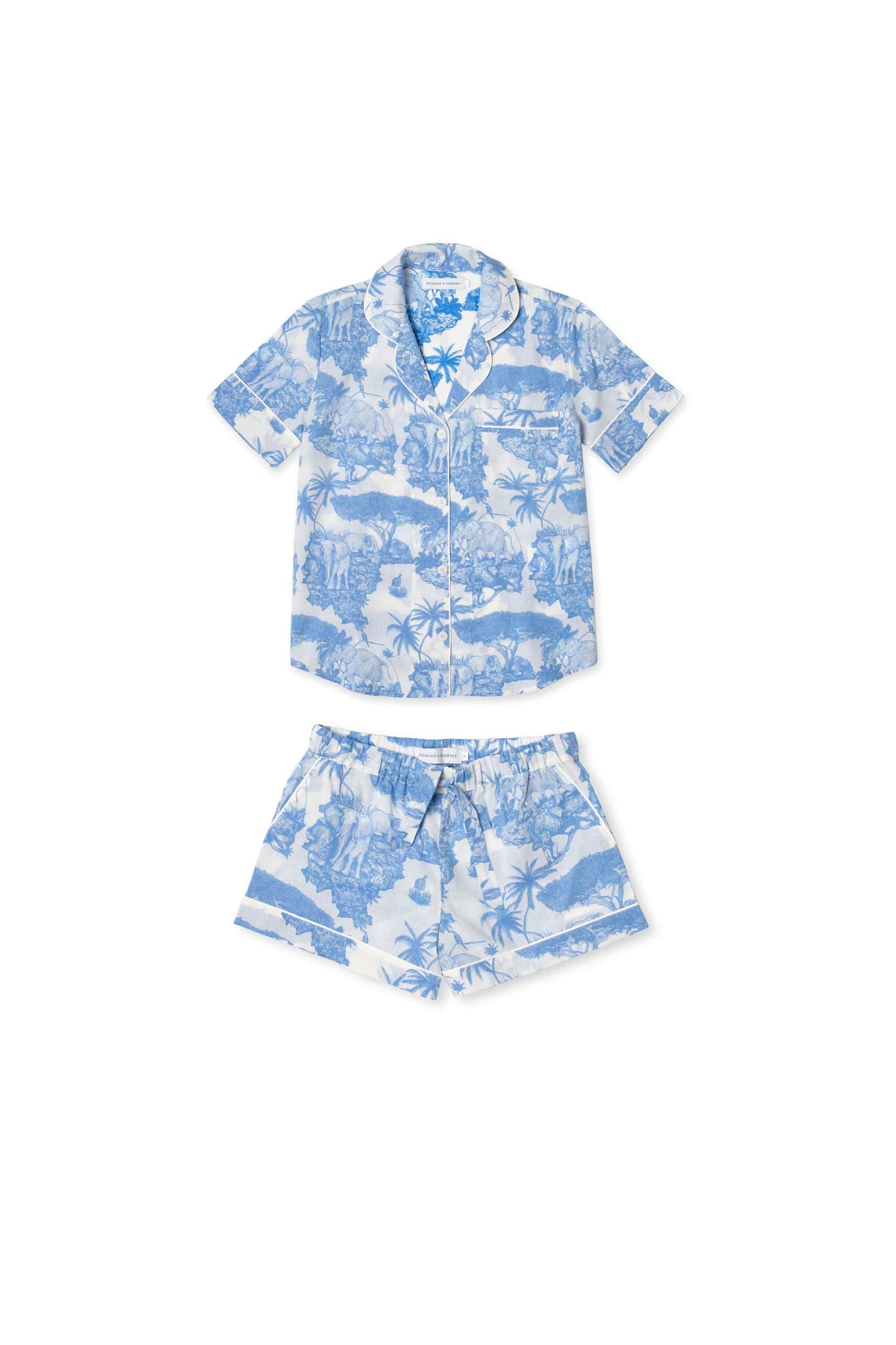 Short Pyjama Set Loxodonta Print Blue