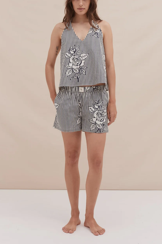 402 Swing Cami & Shorts Set Pinstripe Rose Navy