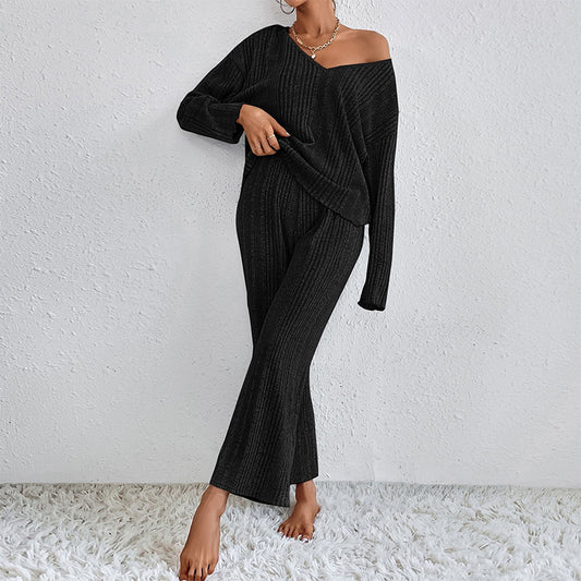 V-Neck Ladies' Home Wear Pajamas Set