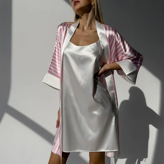 Pink Striped Silk Camisole Nightdress