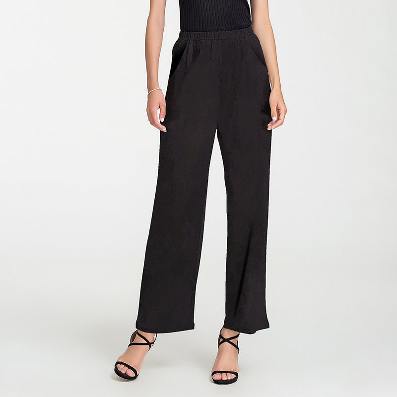 Silk Straight Wide-Leg Trousers