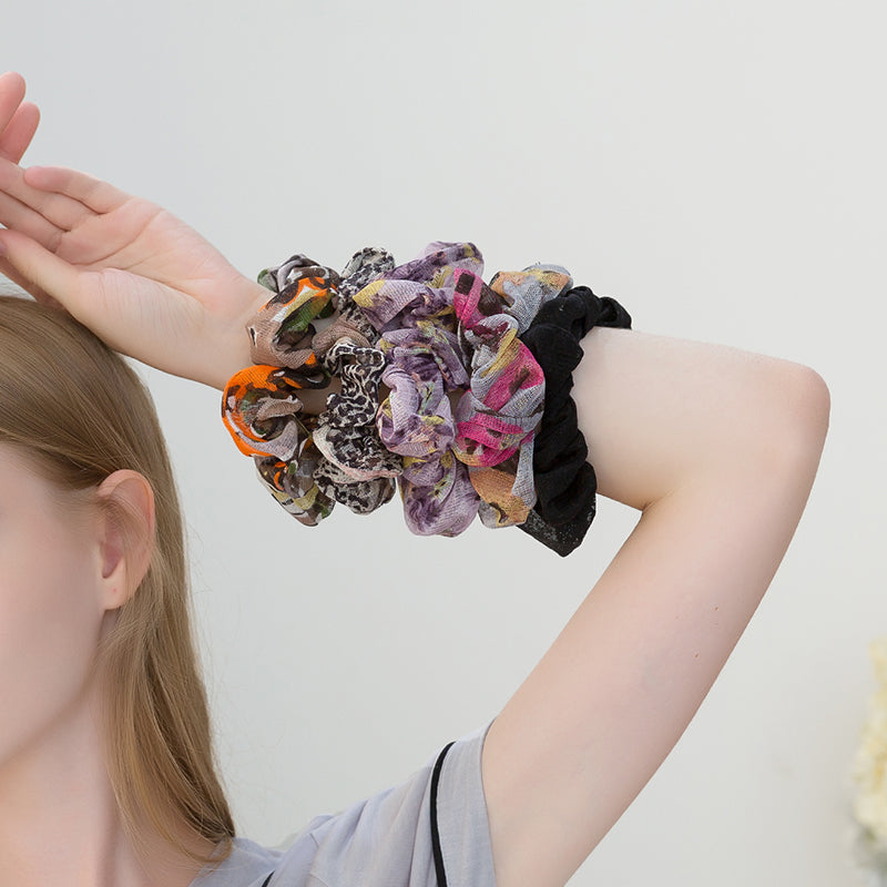 Silk Printed Large Intestine Hair Tie