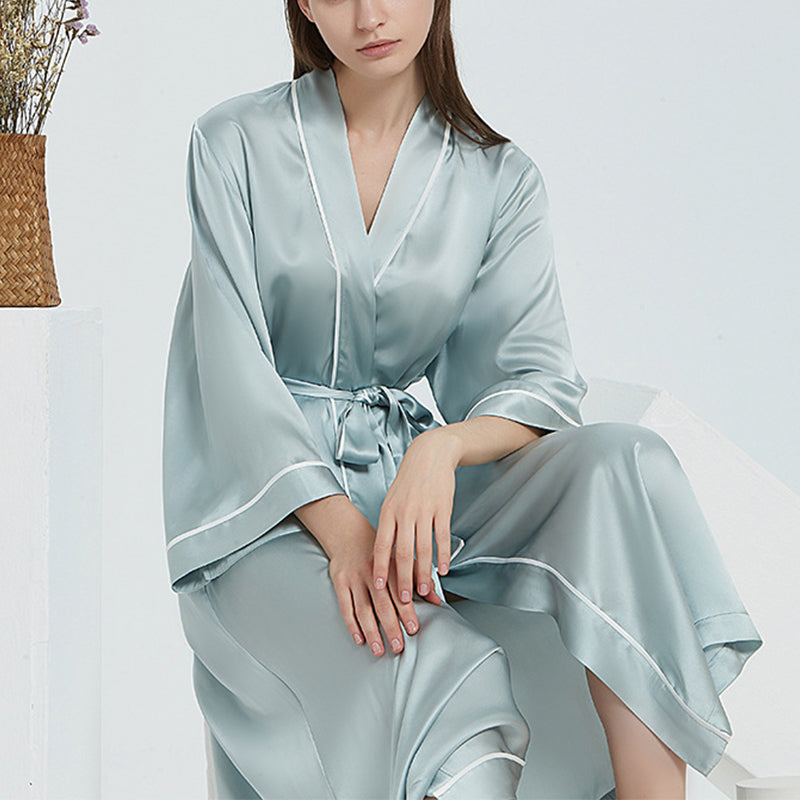 American Fashion Lace-Up 100% Mulberry Silk Nightdress