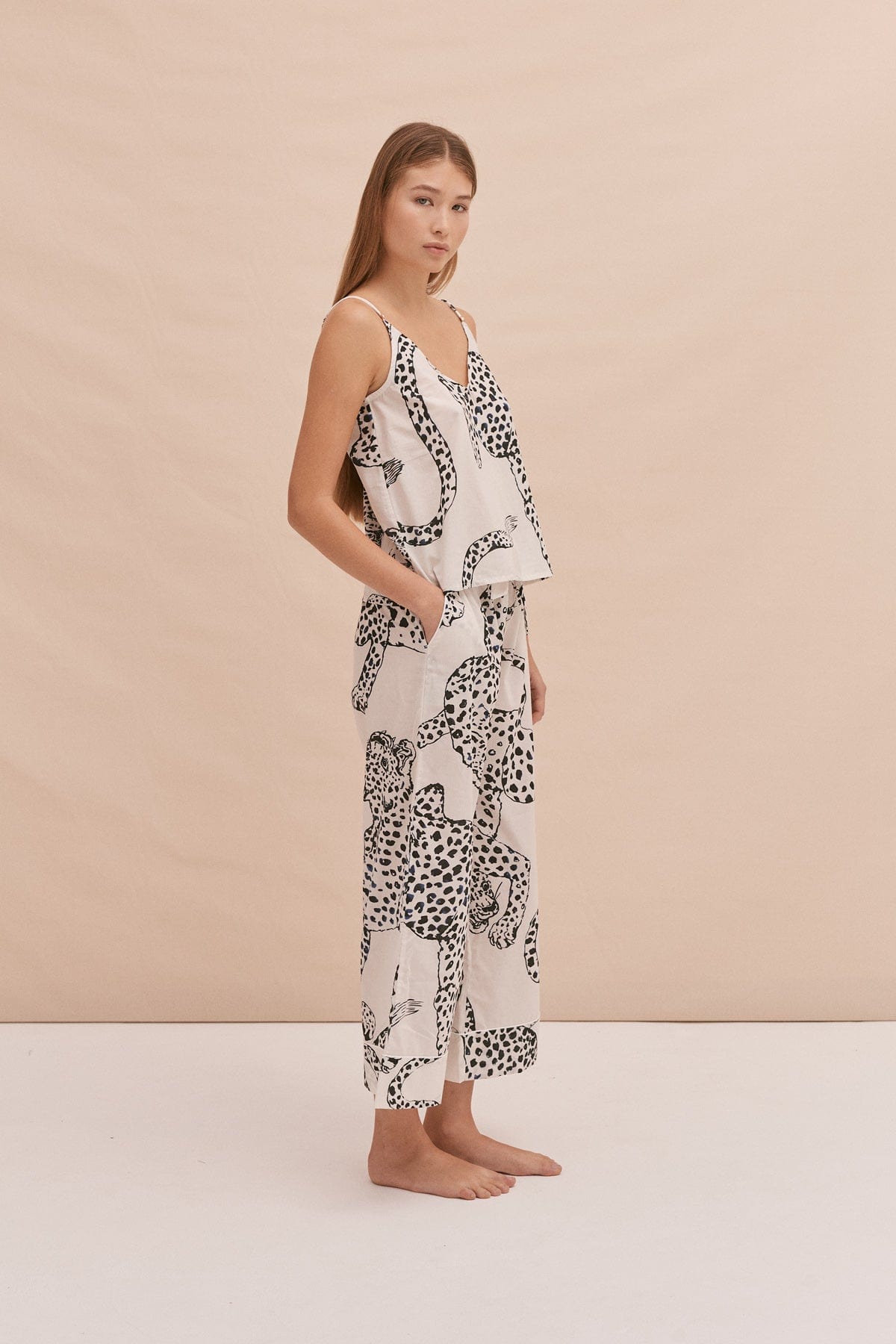Cami Top and Wide Leg Trouser Set The Jag Print Cream